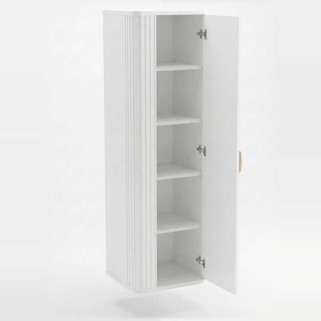 Słupek łazienkowy 130 cm zaoblony, półki Selvea - Biały