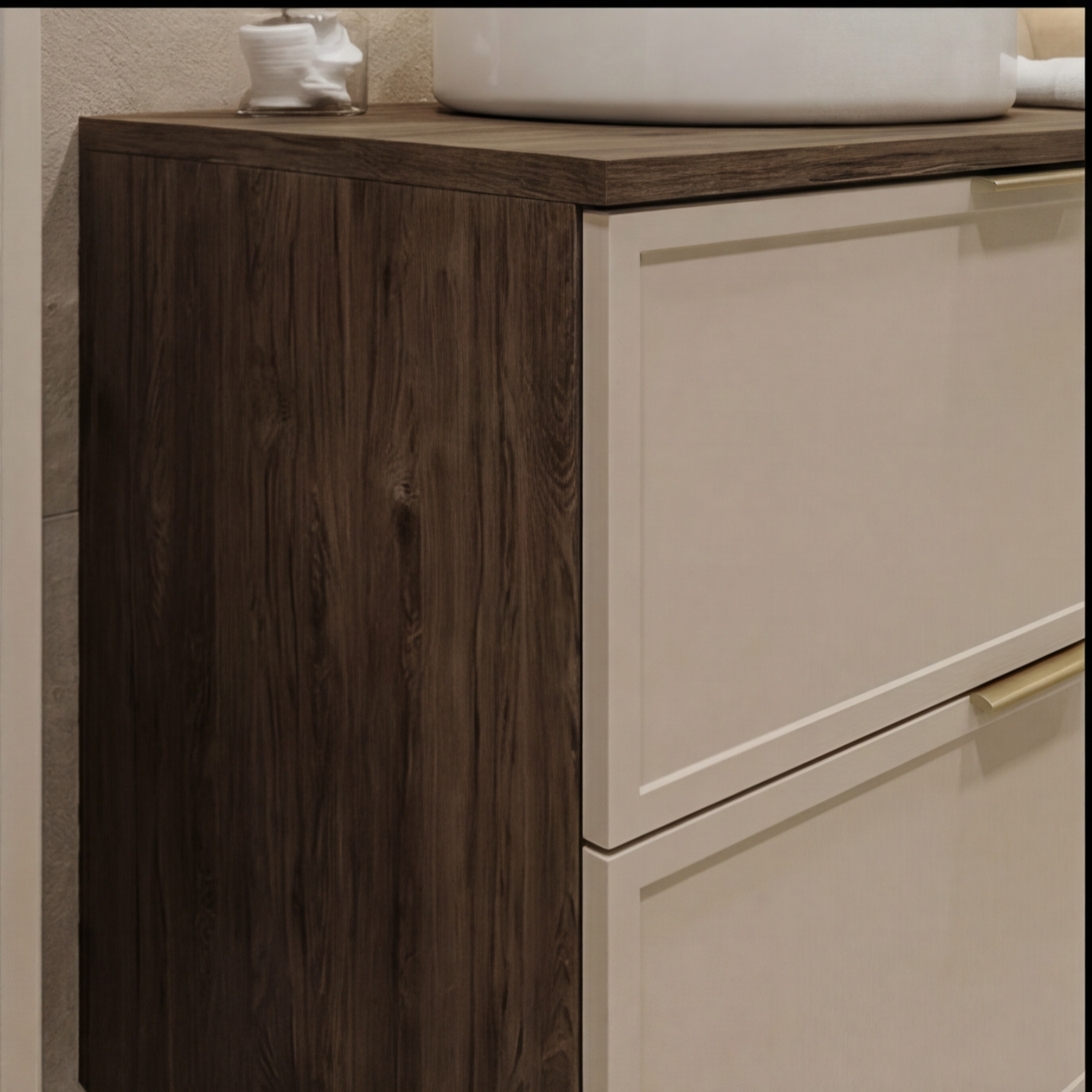 Szafka pod umywalkę z szufladami 60 cm Roma - Kaszmir/Ciemny Orzech