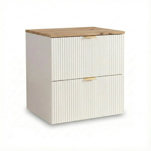 Szafka pod umywalkę nablatową 60 cm Willy - Biały / blat Orzech