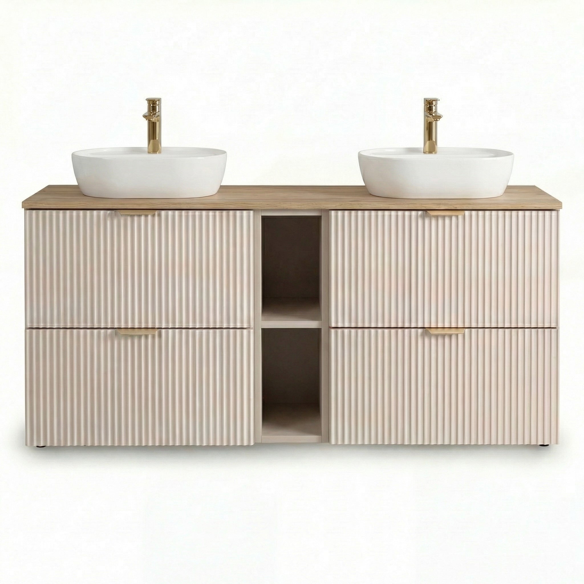 Zestaw mebli łazienkowych: Szafka pod umywalkę z umywalkami 140 cm Kaszmir Willy
