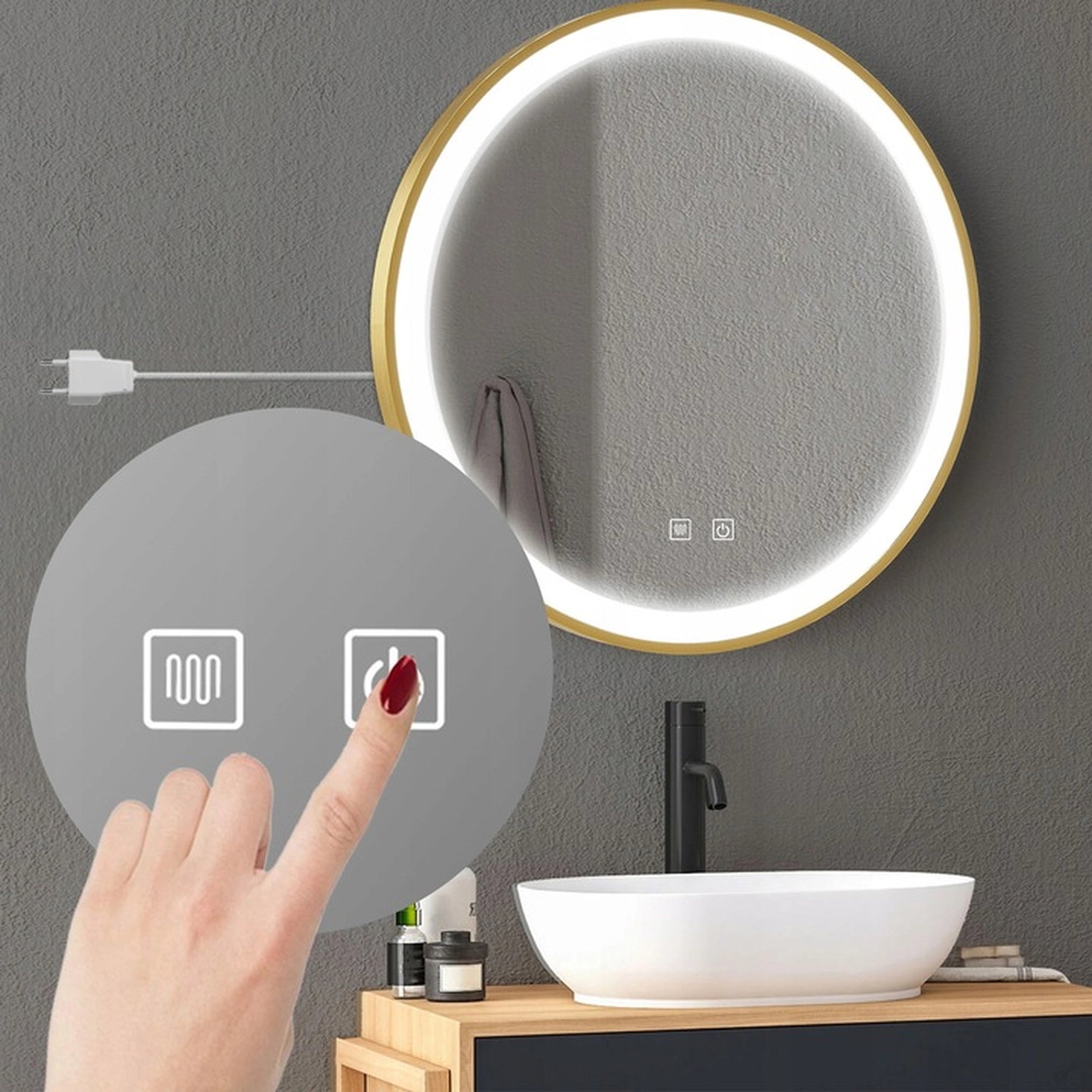Lustro ścienne LED MMJ - 50 cm złoto szczotkowane