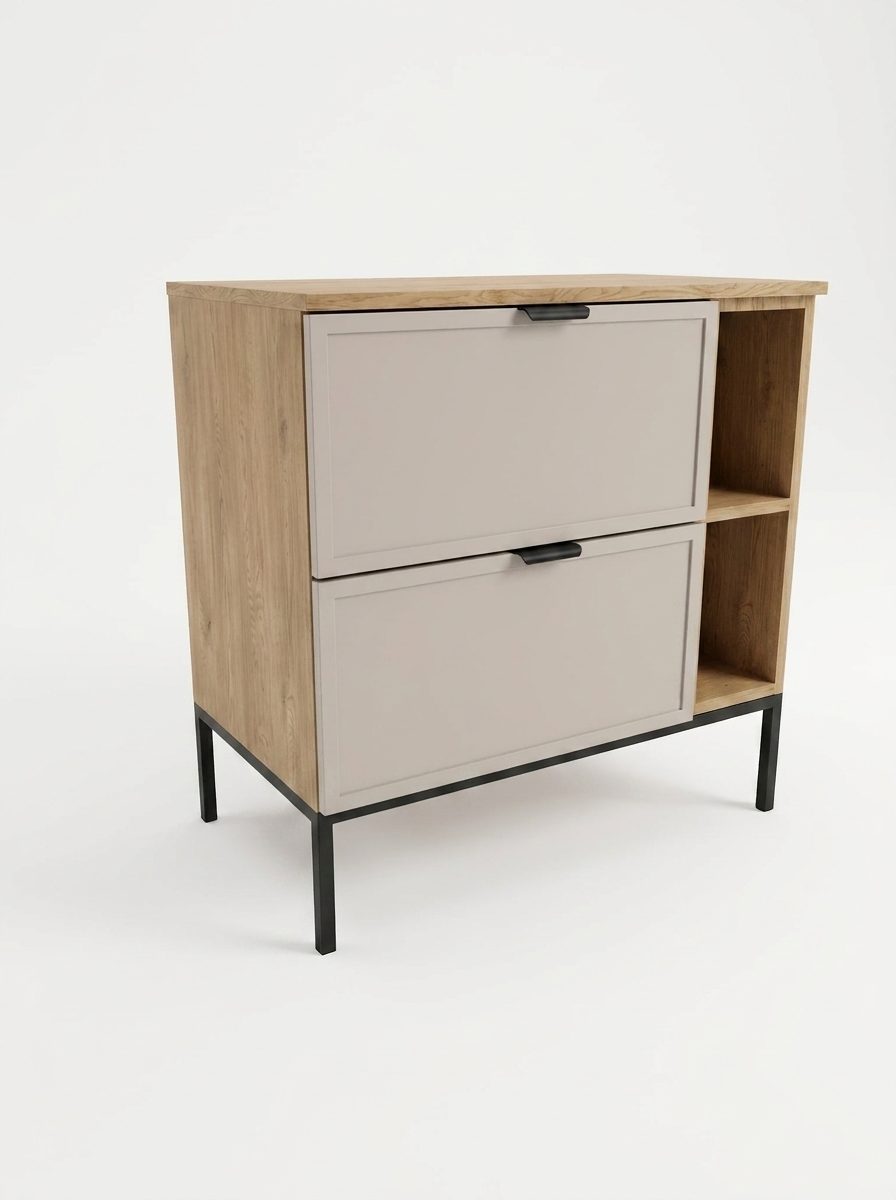 Szafka pod umywalkę na stelażu 80 cm z regałem Roma - Kaszmir/Dąb Cremona