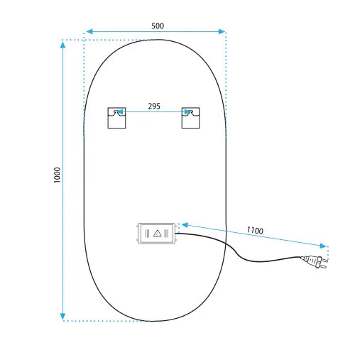 Lustro ścienne LED OVL 50x100 cm - Czarne