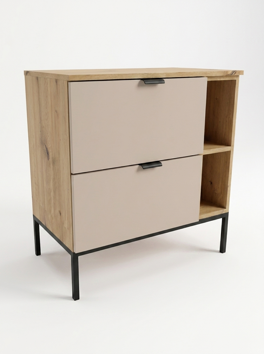 Szafka pod umywalkę na stelażu 80 cm z regałem Orio - Kaszmir/Dąb artisan