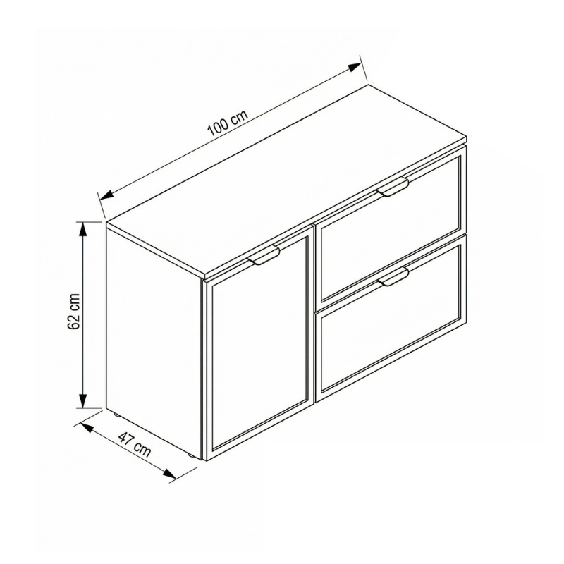 Szafka pod umywalkę z szufladami i koszem na pranie 100 cm Roma - Kaszmir/Dąb Cremona