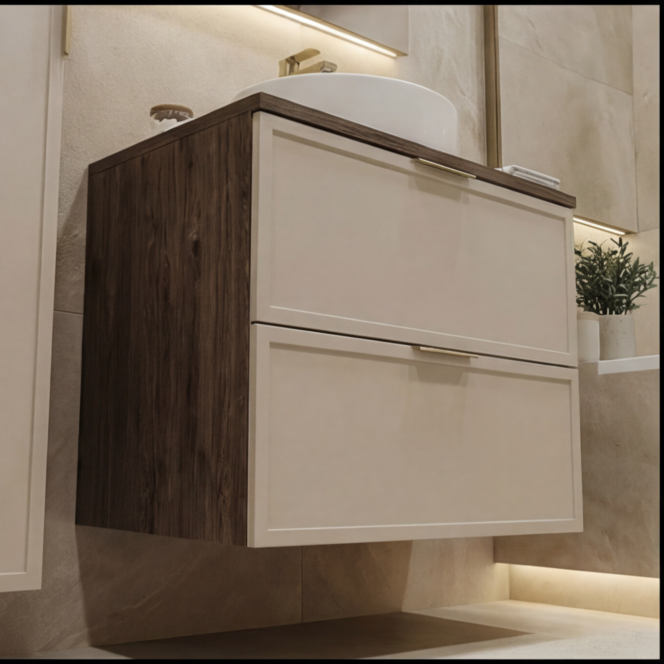 Szafka pod umywalkę z szufladami 60 cm Roma - Kaszmir/Ciemny Orzech