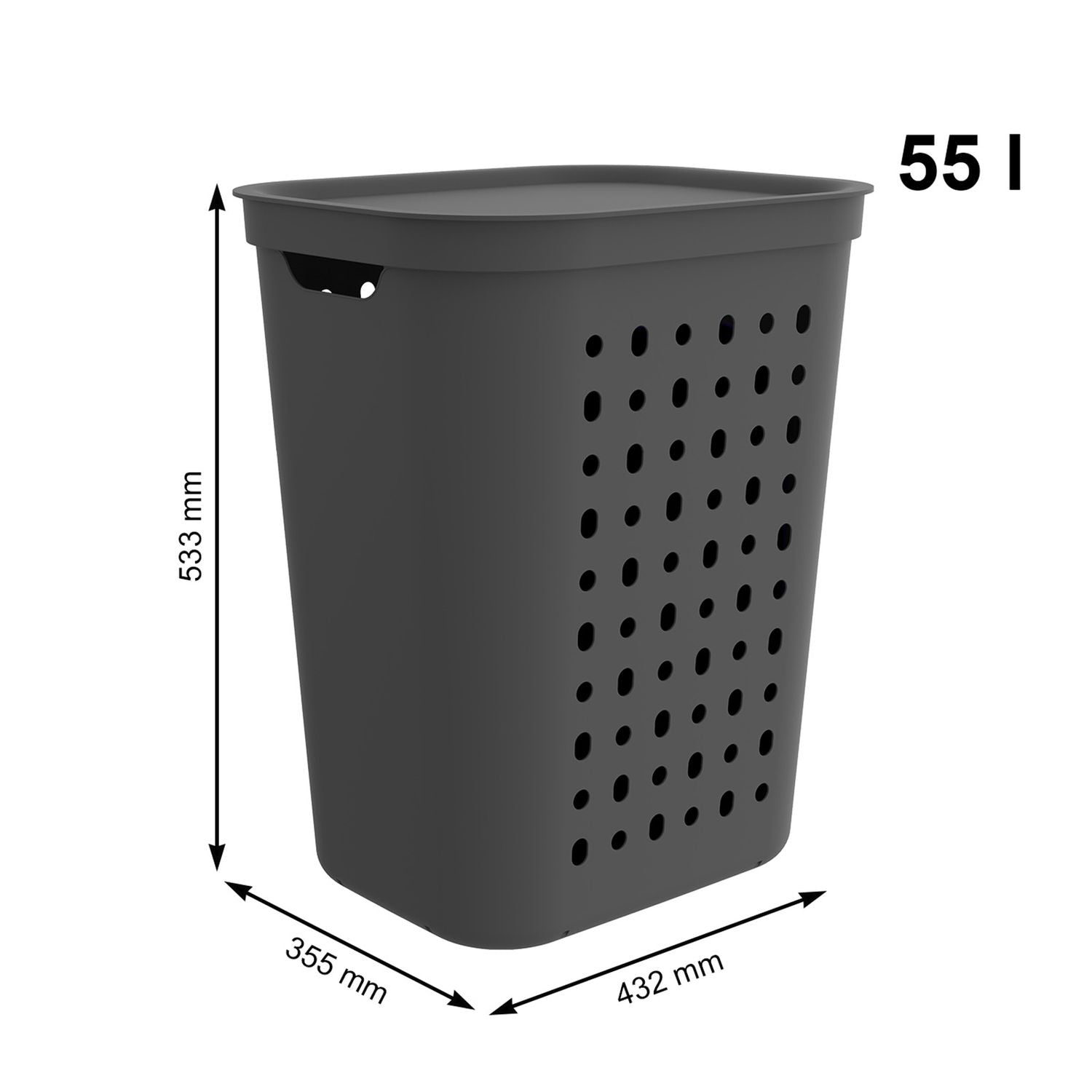 Kosz na pranie, na bieliznę 55l - Antracytowy