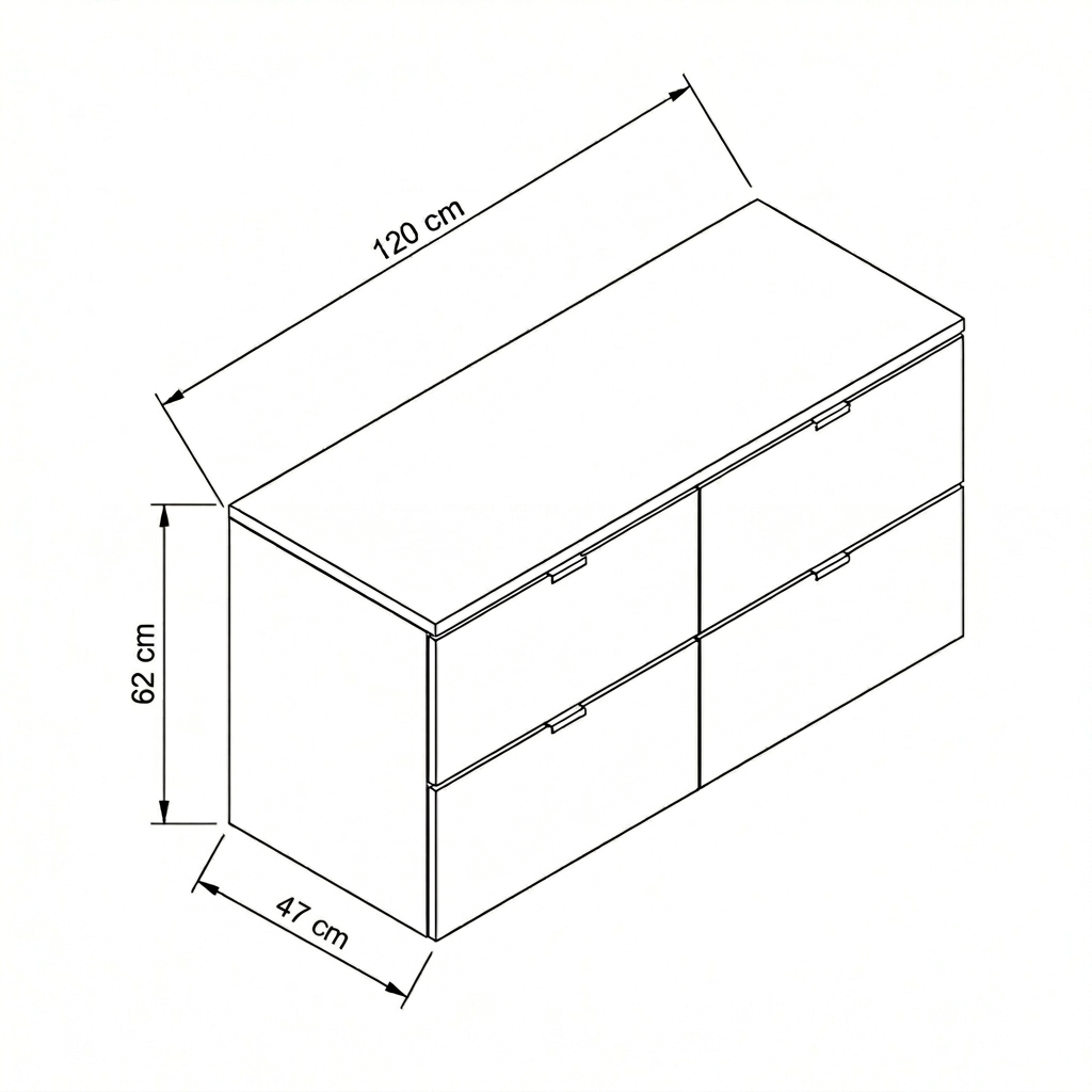 Zestaw łazienkowy: Szafka pod umywalkę 120 cm 4 szuflady, z 2 umywalkami nablatowymi i bateriami Orio - Kaszmir/Dąb artisan