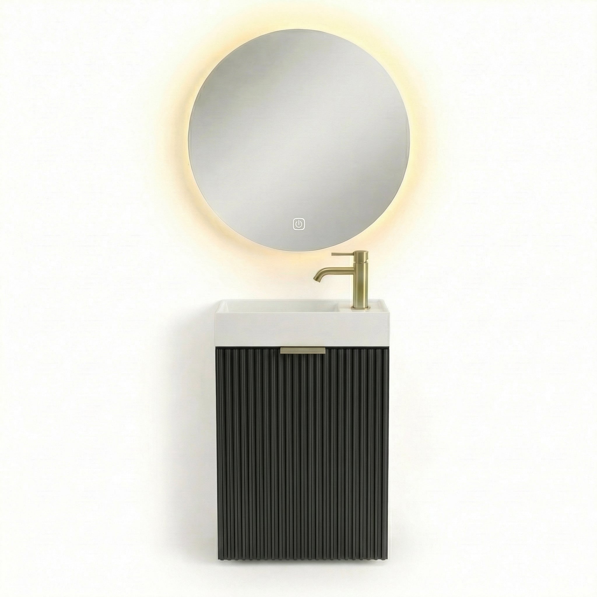 Zestaw mebli: Szafka łazienkowa 40 cm z umywalką i lustrem LED Willy Czarny