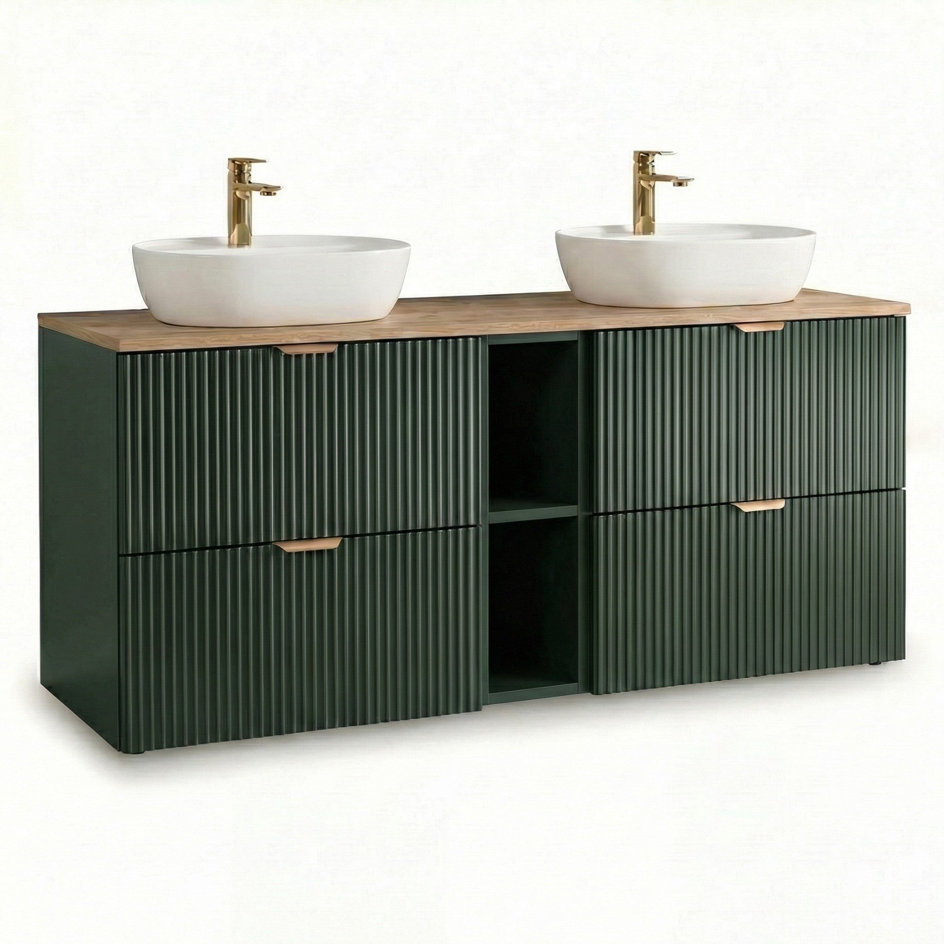 Zestaw mebli łazienkowych: Szafka pod umywalkę z umywalkami 140 cm Szałwiowy Willy