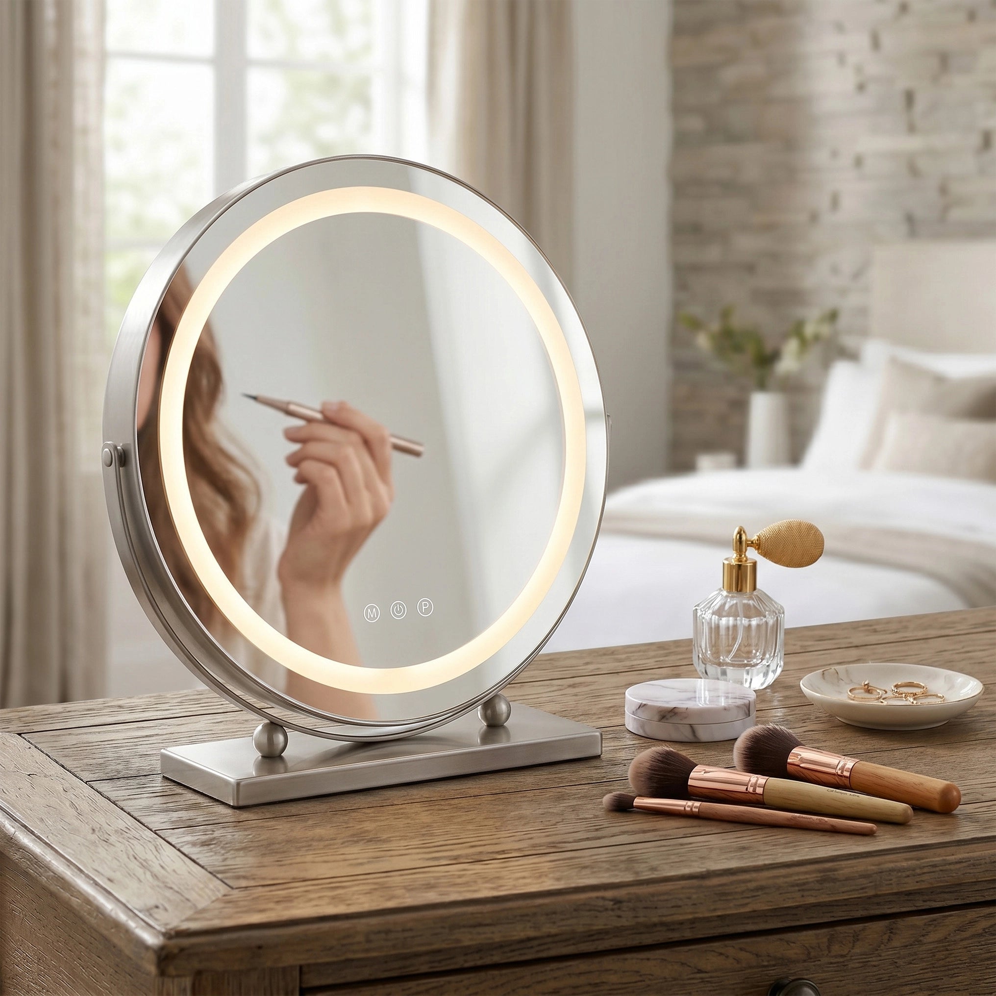 Lustro do make-upu LED - 40 cm Chrom