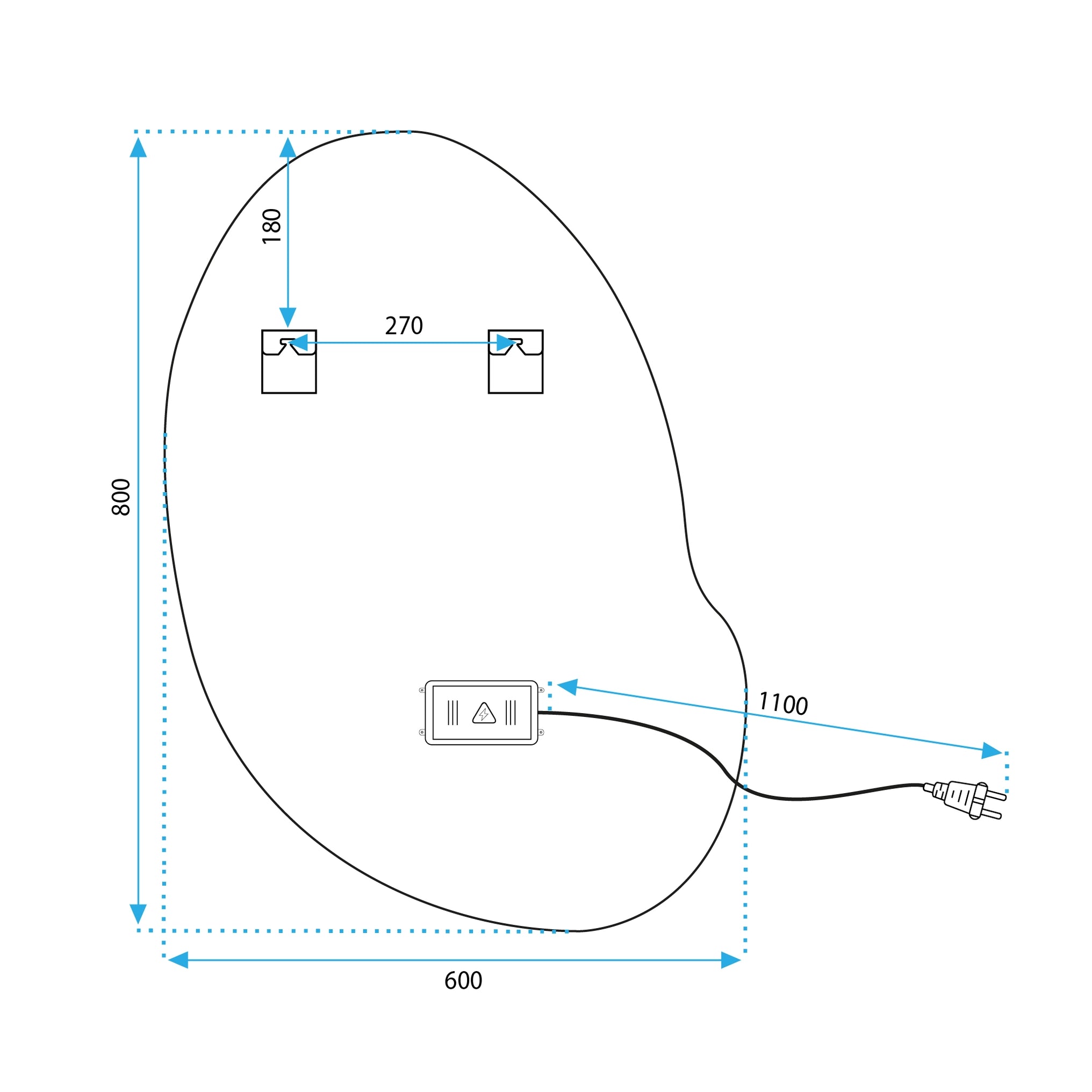 Lustro ścienne LED Cloud C - 80x60 cm