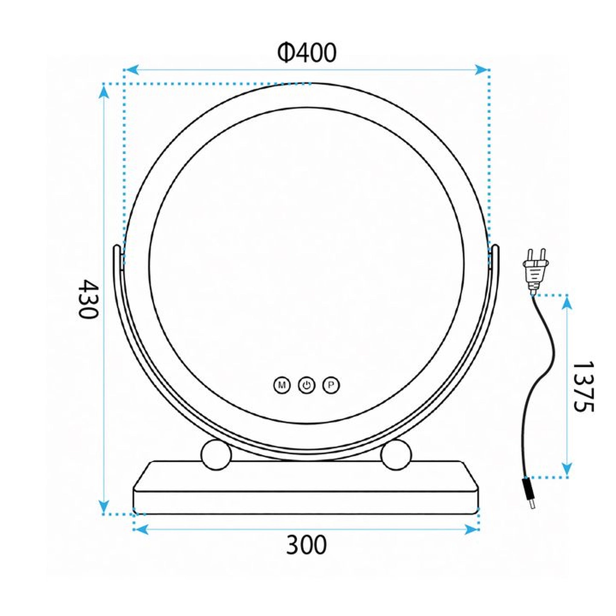 Lustro do make-upu LED - 40 cm Czarne