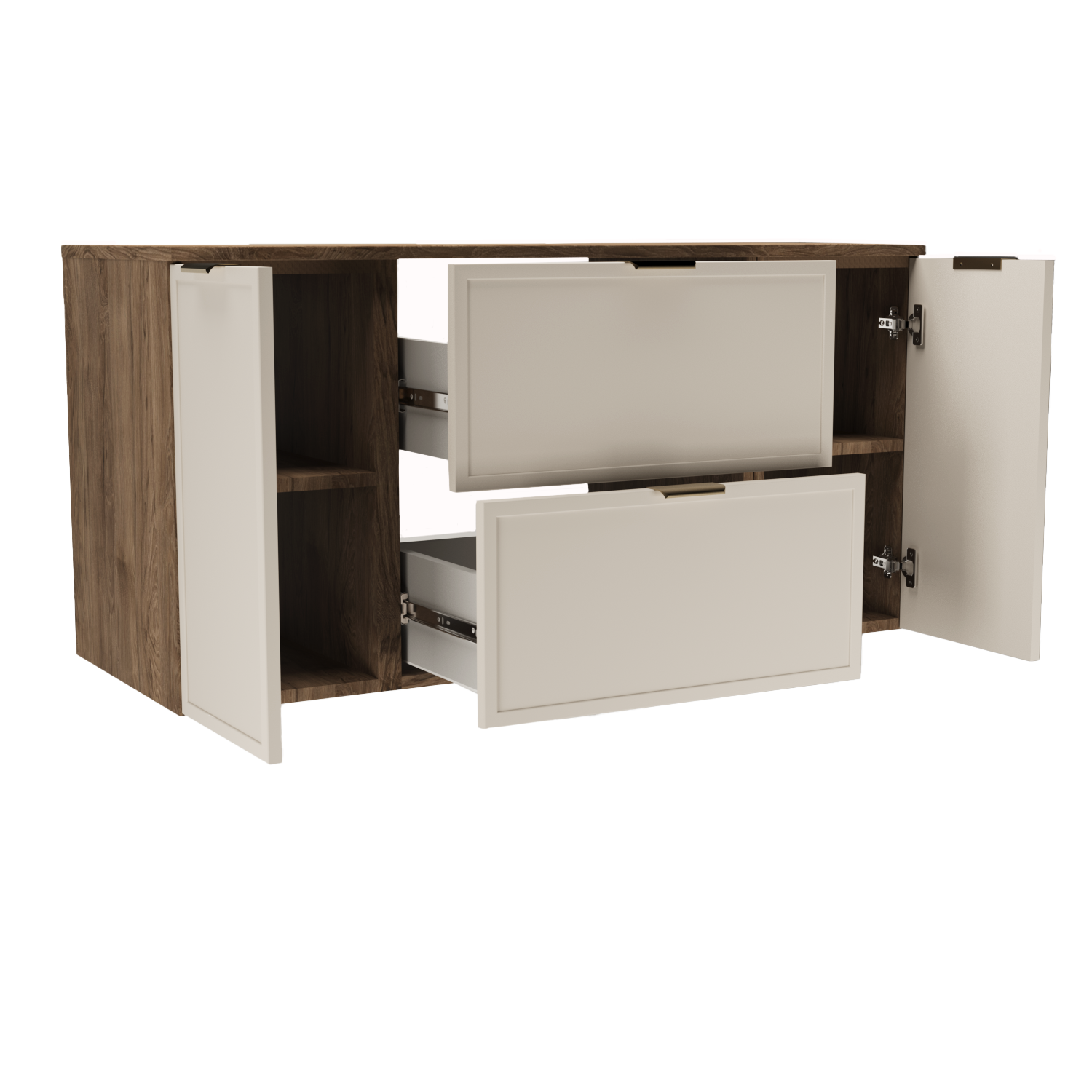 Szafka pod umywalkę z drzwiami i szufladami 120 cm Roma - Kaszmir/Ciemny Orzech