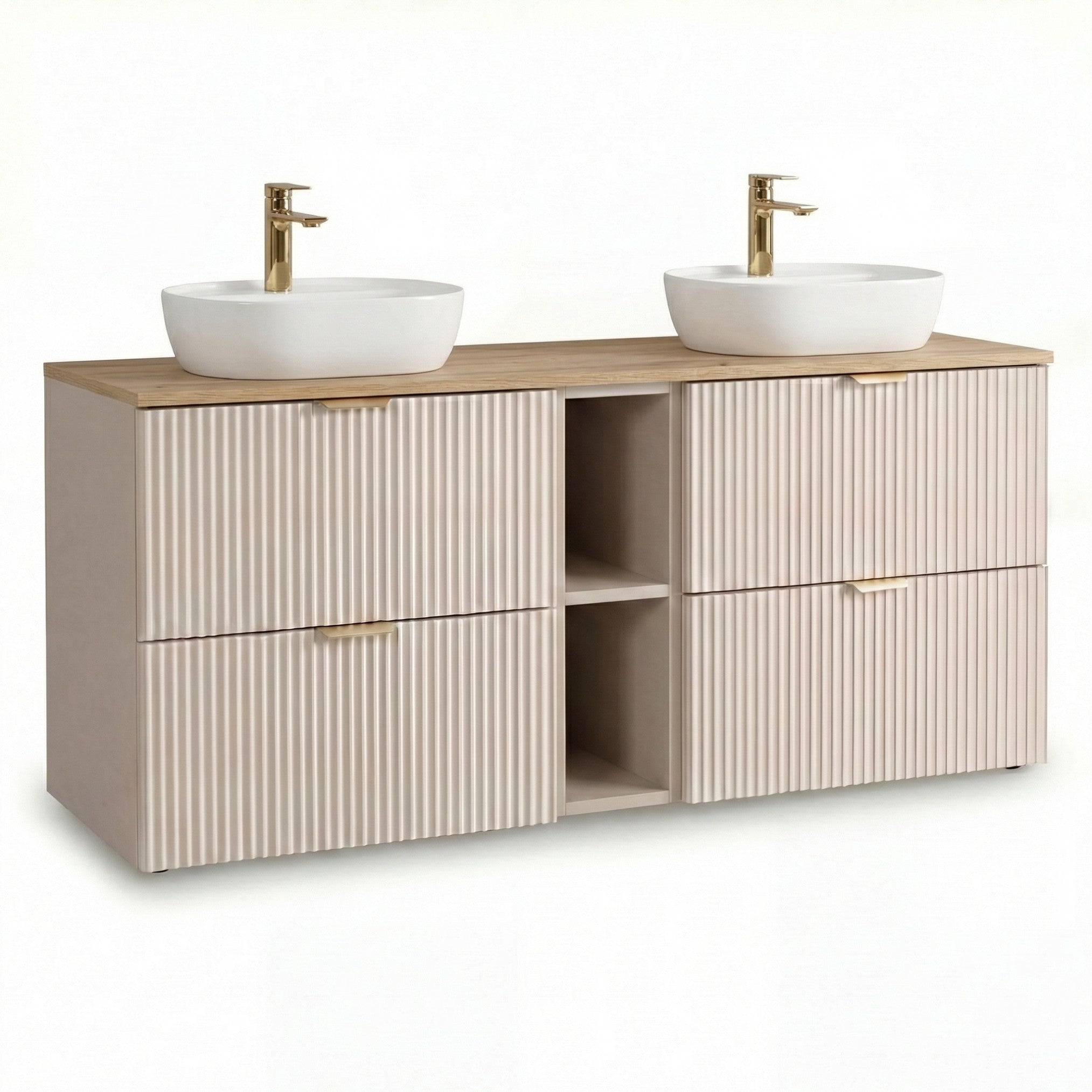 Zestaw mebli łazienkowych: Szafka pod umywalkę z umywalkami 140 cm Kaszmir Willy