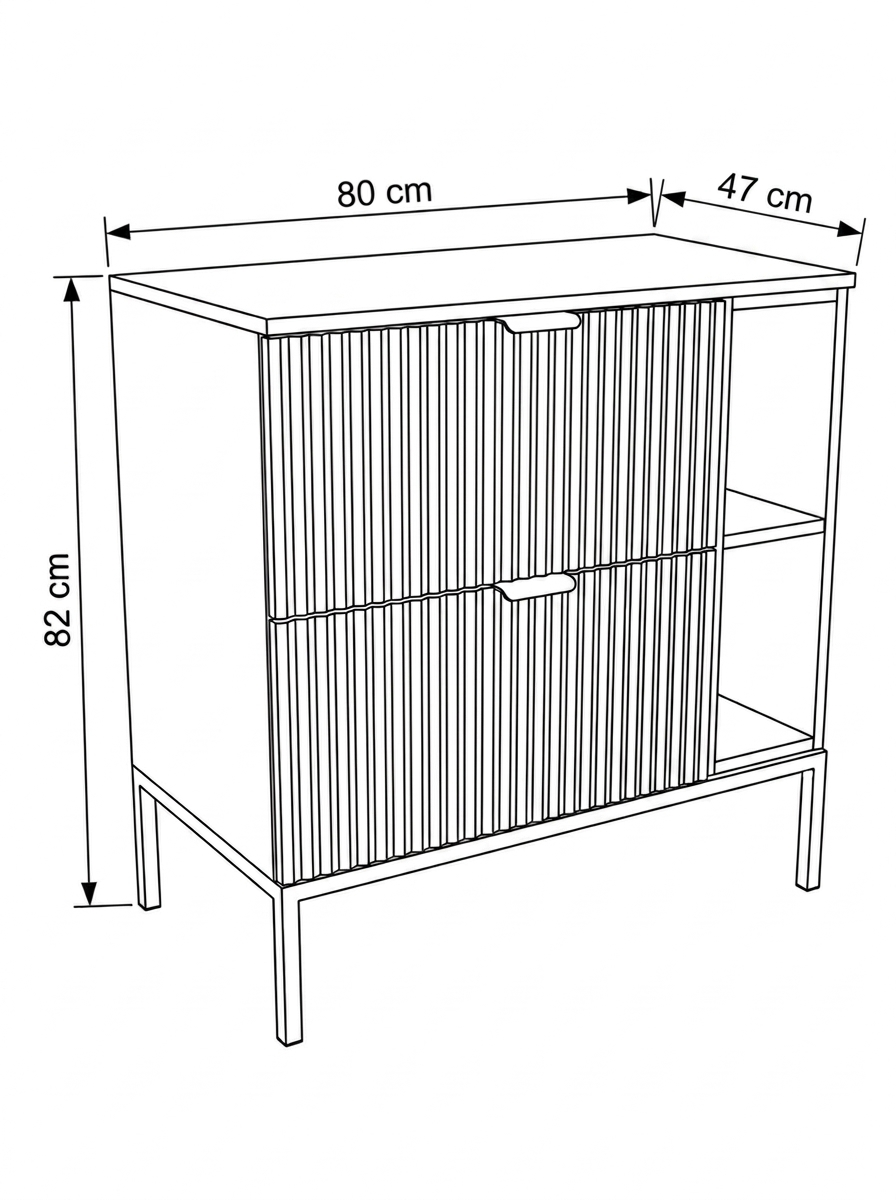 Szafka pod umywalkę na stelażu 80 cm z regałem Willy - Dąb Cremona