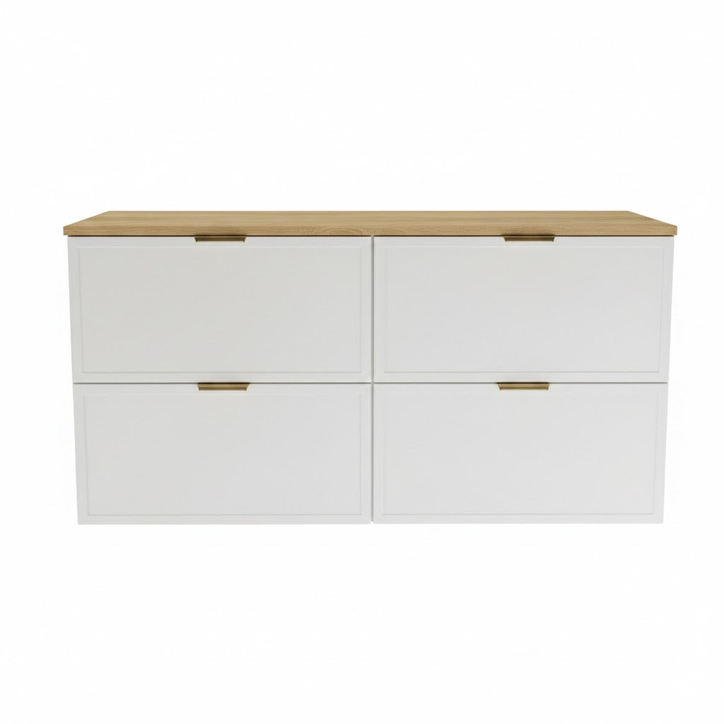 Szafka pod umywalkę z 4 szufladami 120 cm Roma - Biały/Dąb Cremona
