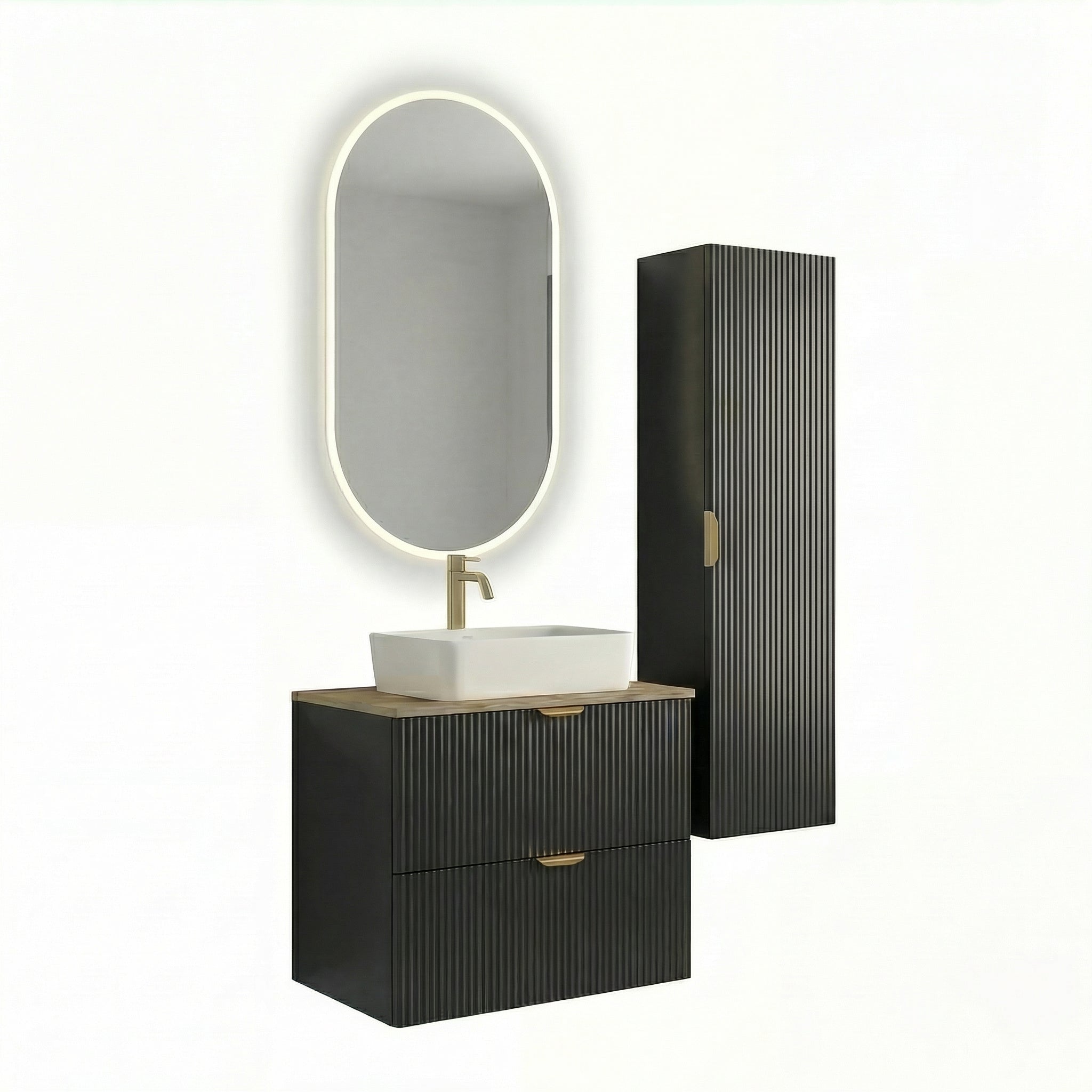 Zestaw mebli łazienkowych z lustrem Czarny Willy