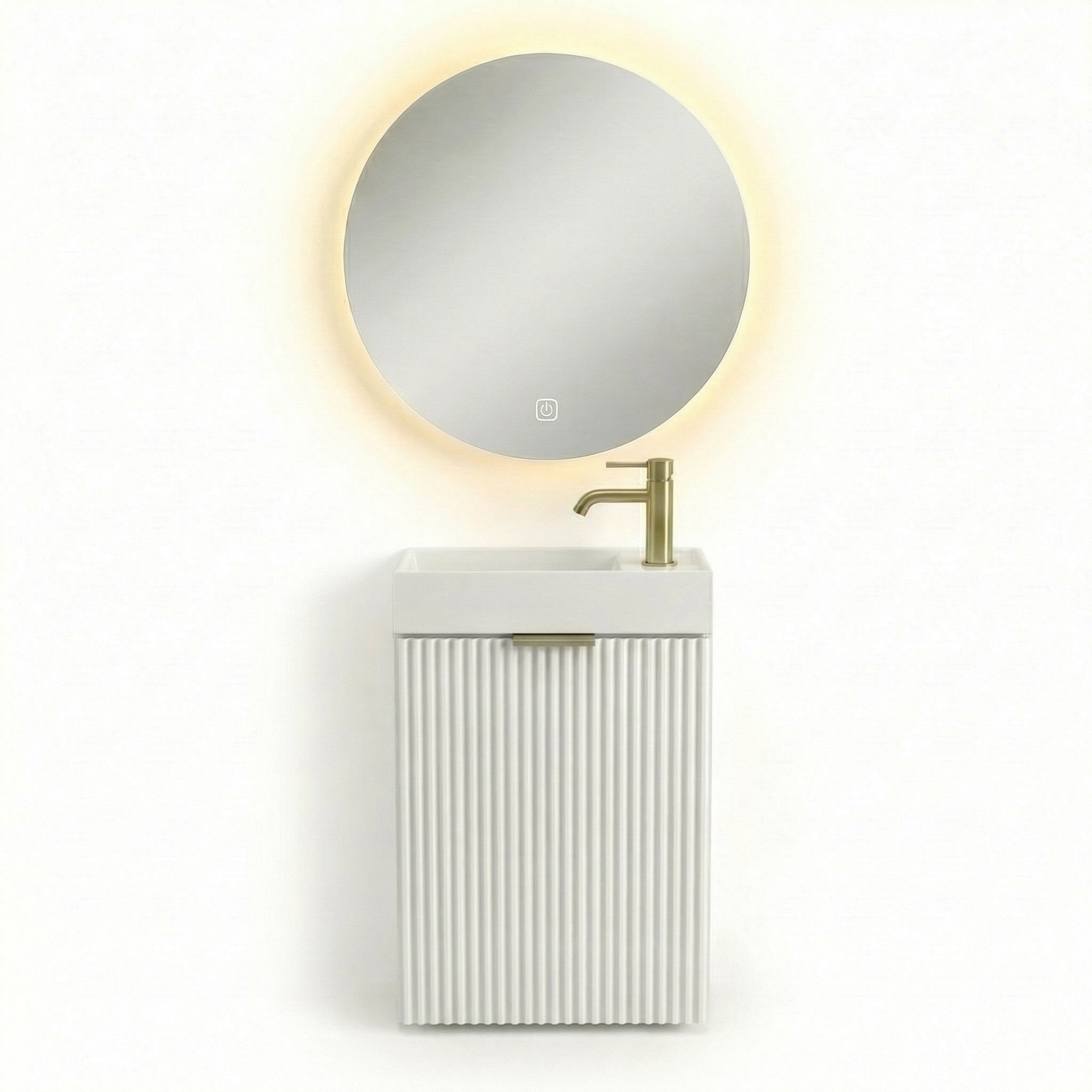 Zestaw mebli: Szafka łazienkowa 40 cm z umywalką i lustrem LED Willy Biały