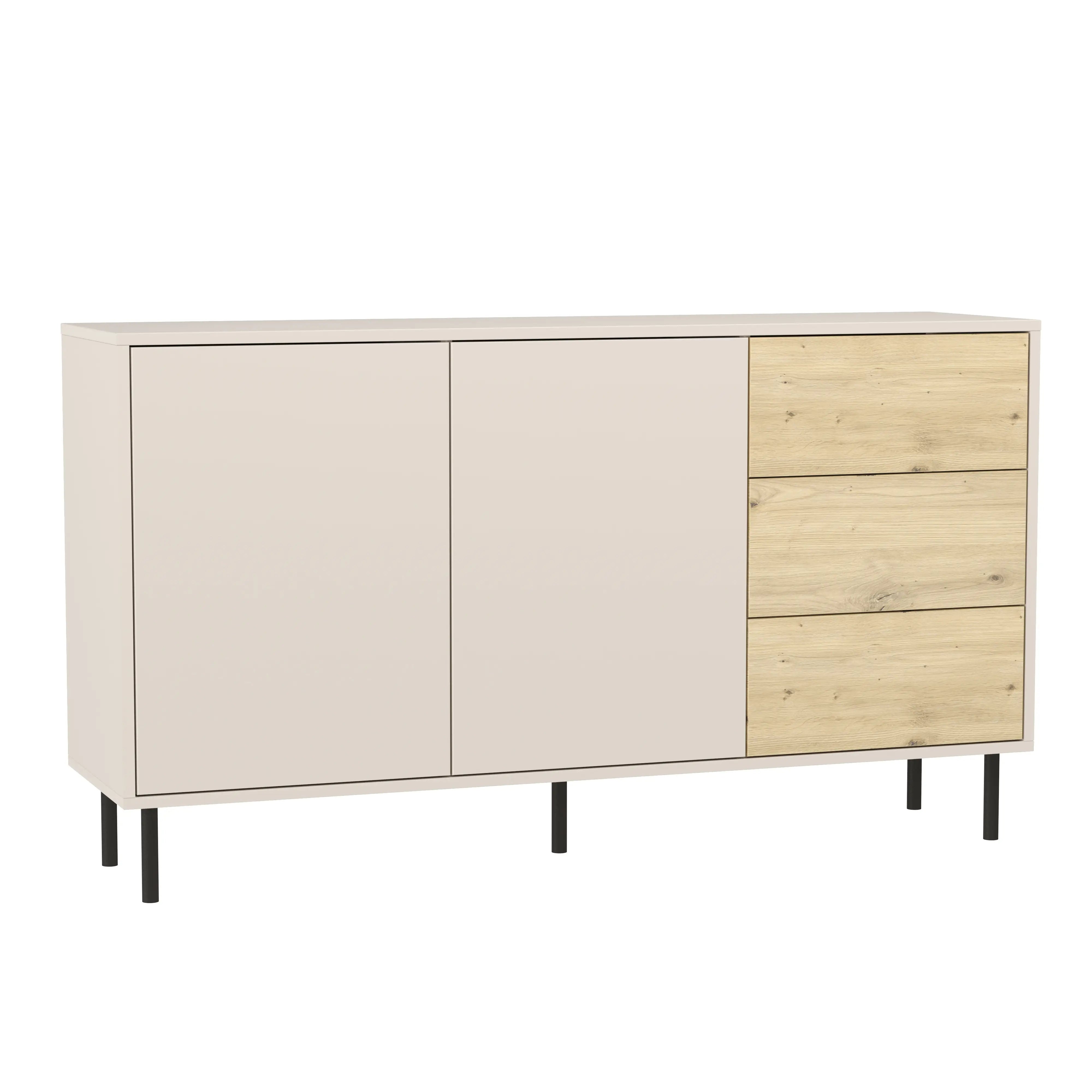 Komoda 150 cm, 2 drzwi, 3 szuflady Kaszmir/Dąb artisan Lola