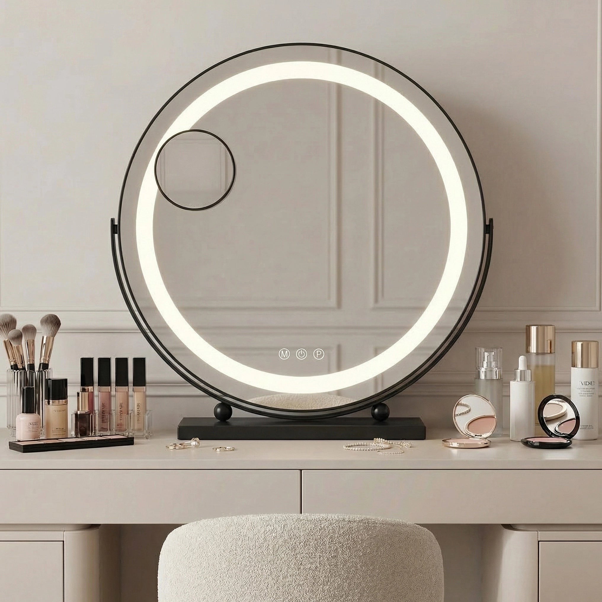 Lustro do make-upu LED - 40 cm Czarne