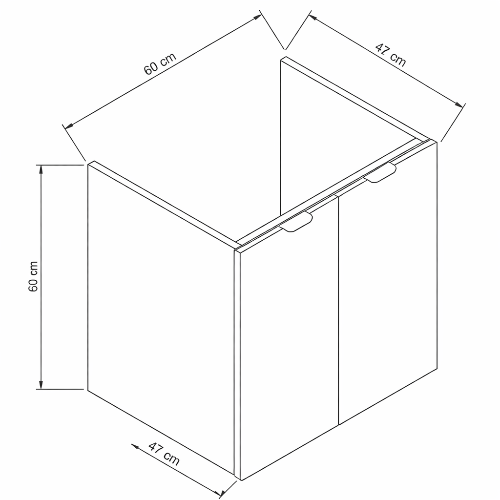 Szafka pod umywalkę z drzwiami 60 cm, bez blatu Orio - Biała/Dąb artisan – zdjęcie 5