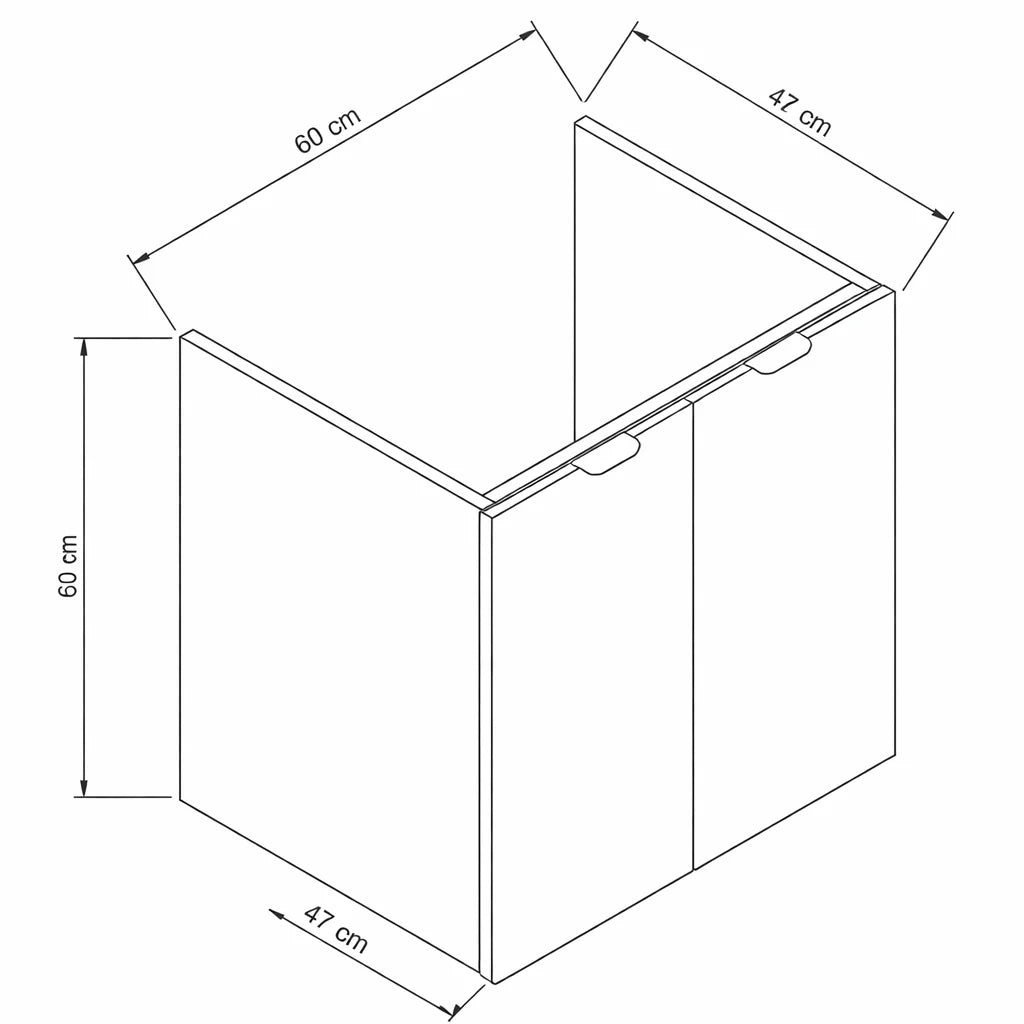 Szafka pod umywalkę z drzwiami 60 cm, bez blatu Orio - Czarna/Dąb artisan
