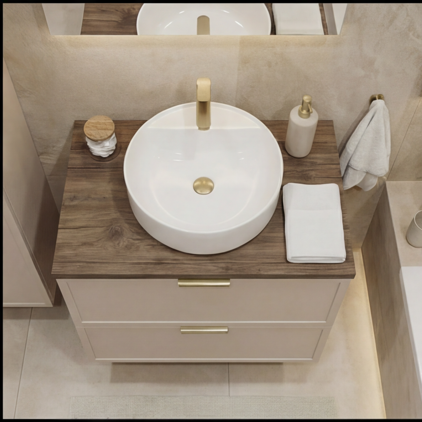 Szafka pod umywalkę z szufladami 60 cm Roma - Kaszmir/Ciemny Orzech