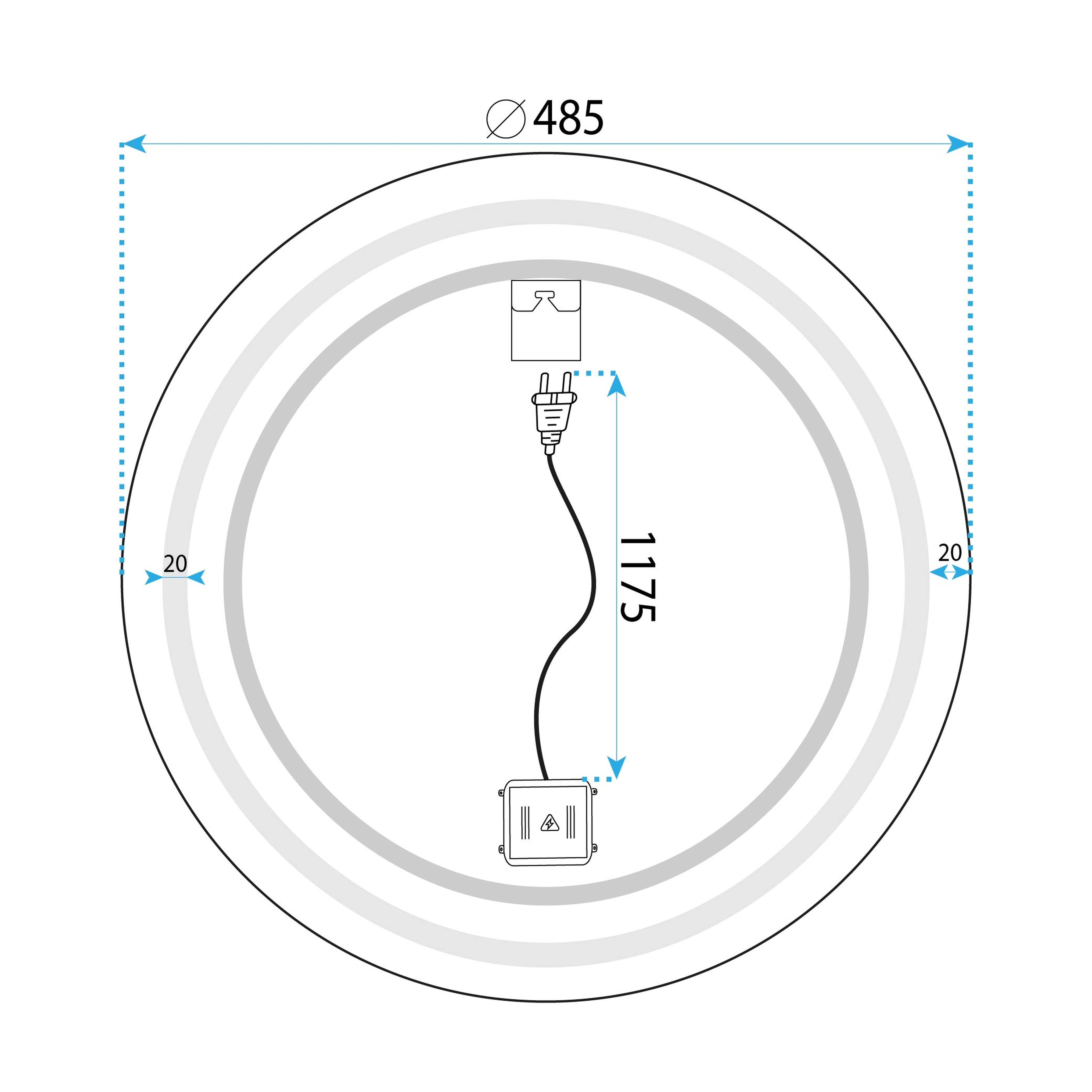 Lustro ścienne LED BAS - 50 cm