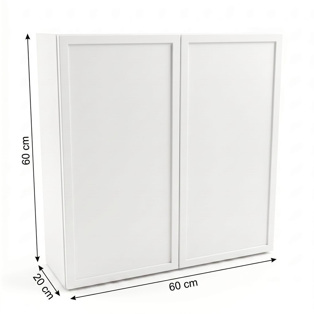 Szafka łazienkowa wisząca 60 cm z 2 drzwiczkami Roma - Biała/Dąb Cremona