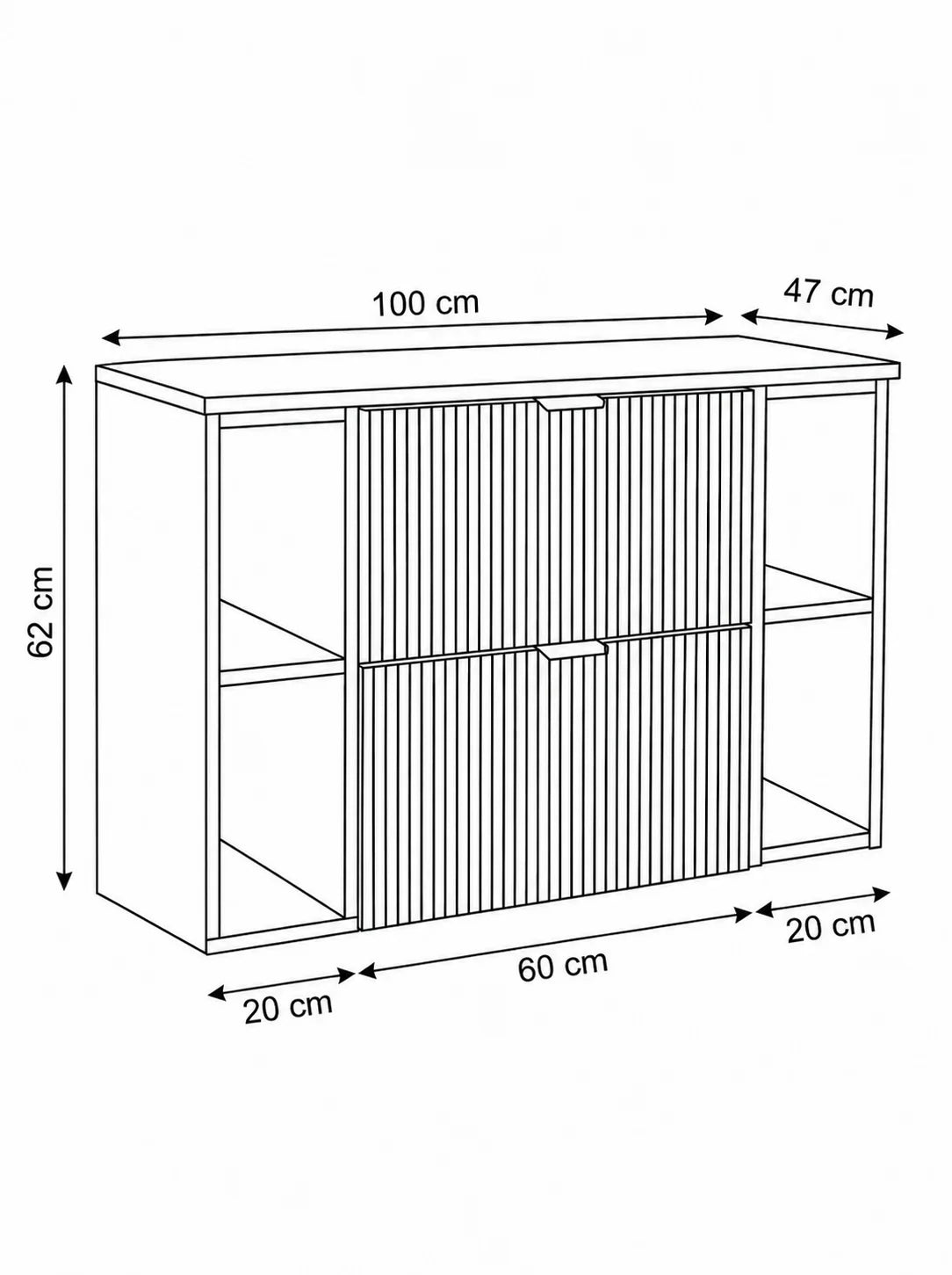 Szafka pod umywalkę z 2 regałami 100 cm Willy - Kaszmir/blat Orzech
