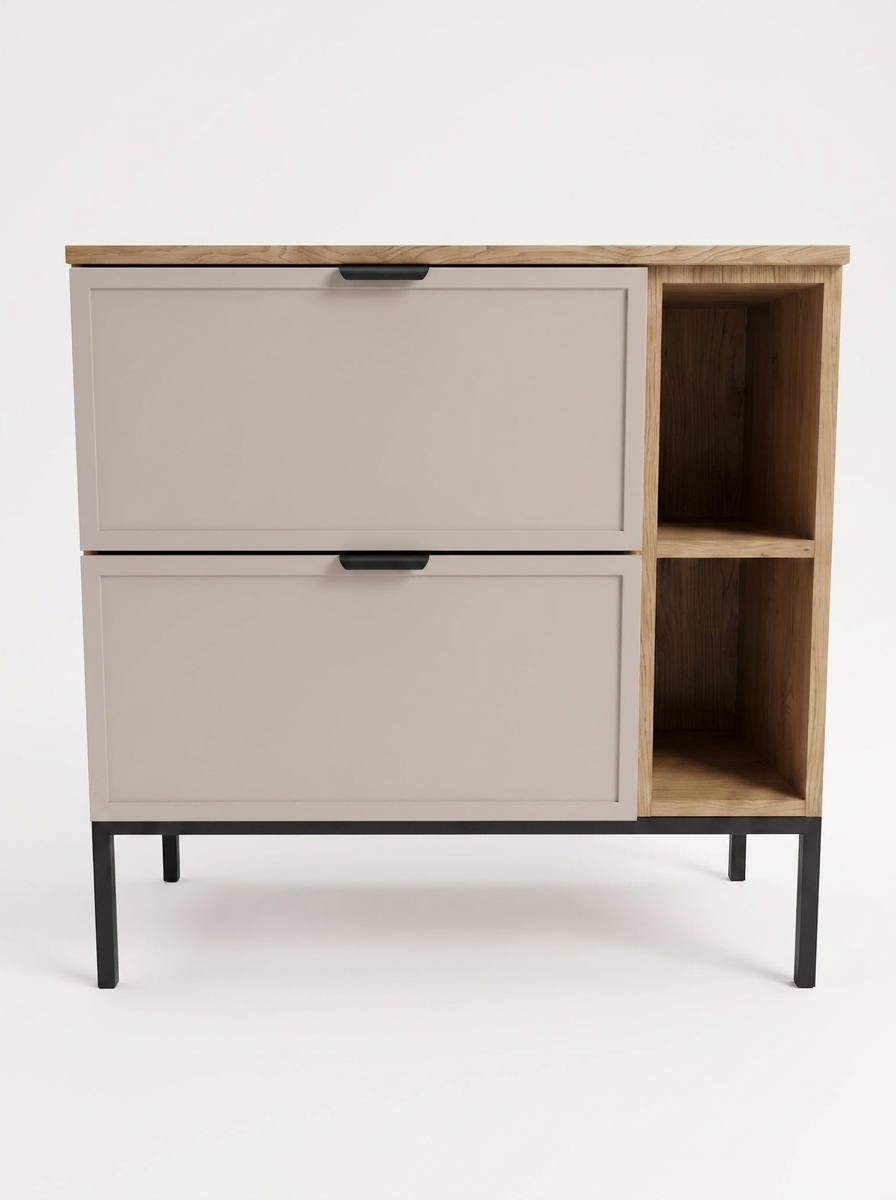 Szafka pod umywalkę na stelażu 80 cm z regałem Roma - Kaszmir/Dąb Cremona
