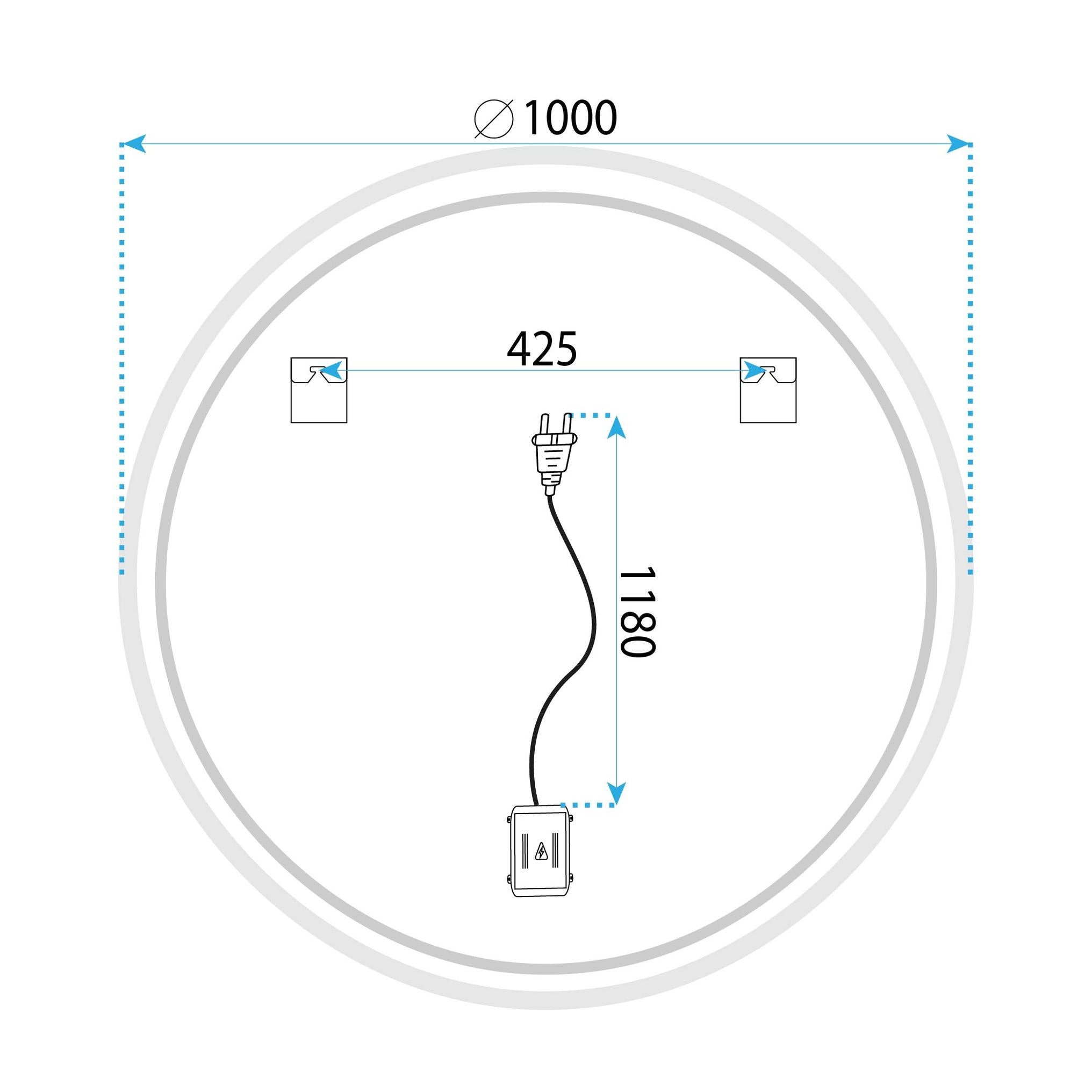 Lustro ścienne LED FFJ - 100 cm