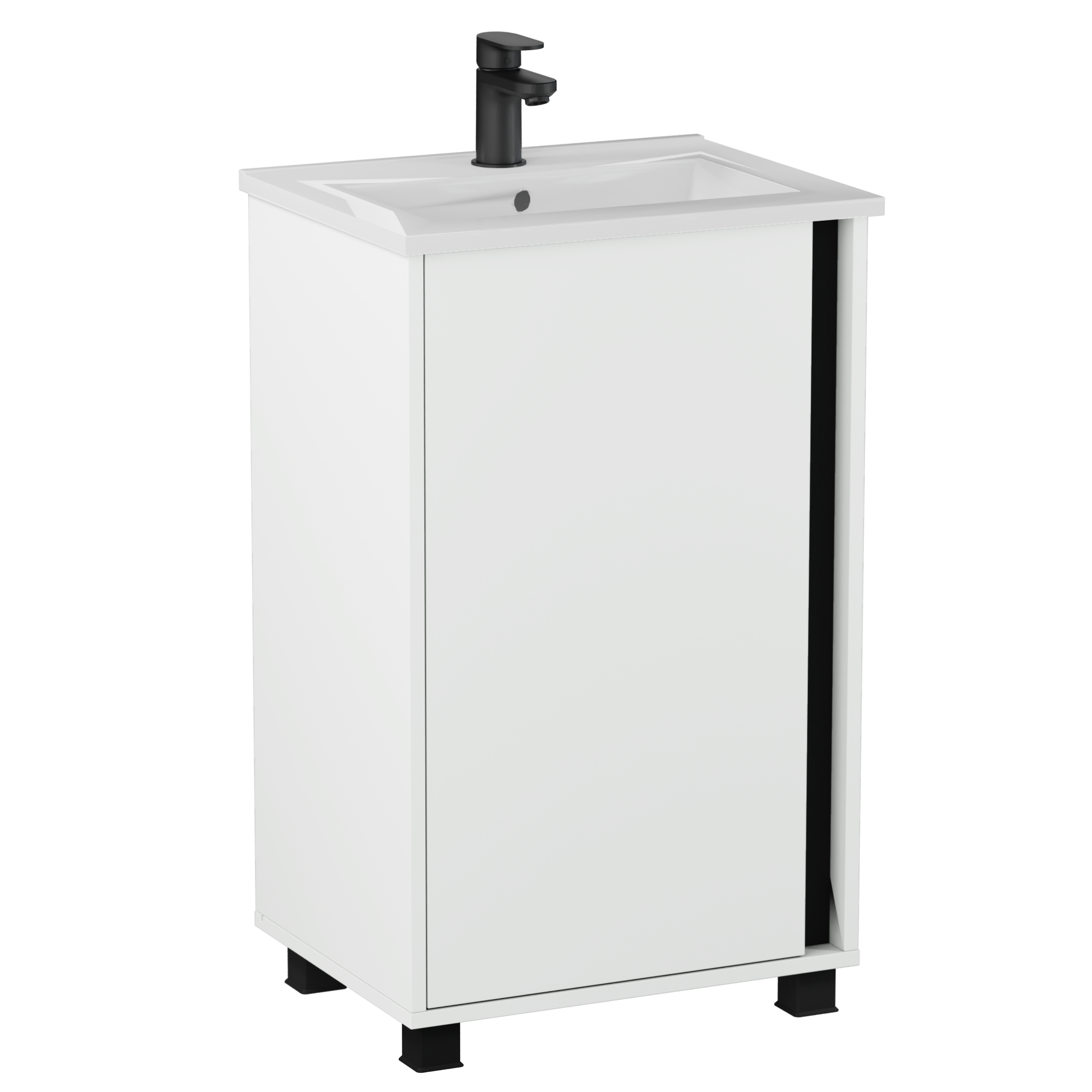 Szafka z umywalką 50 cm Fortis - Biały/Czarny