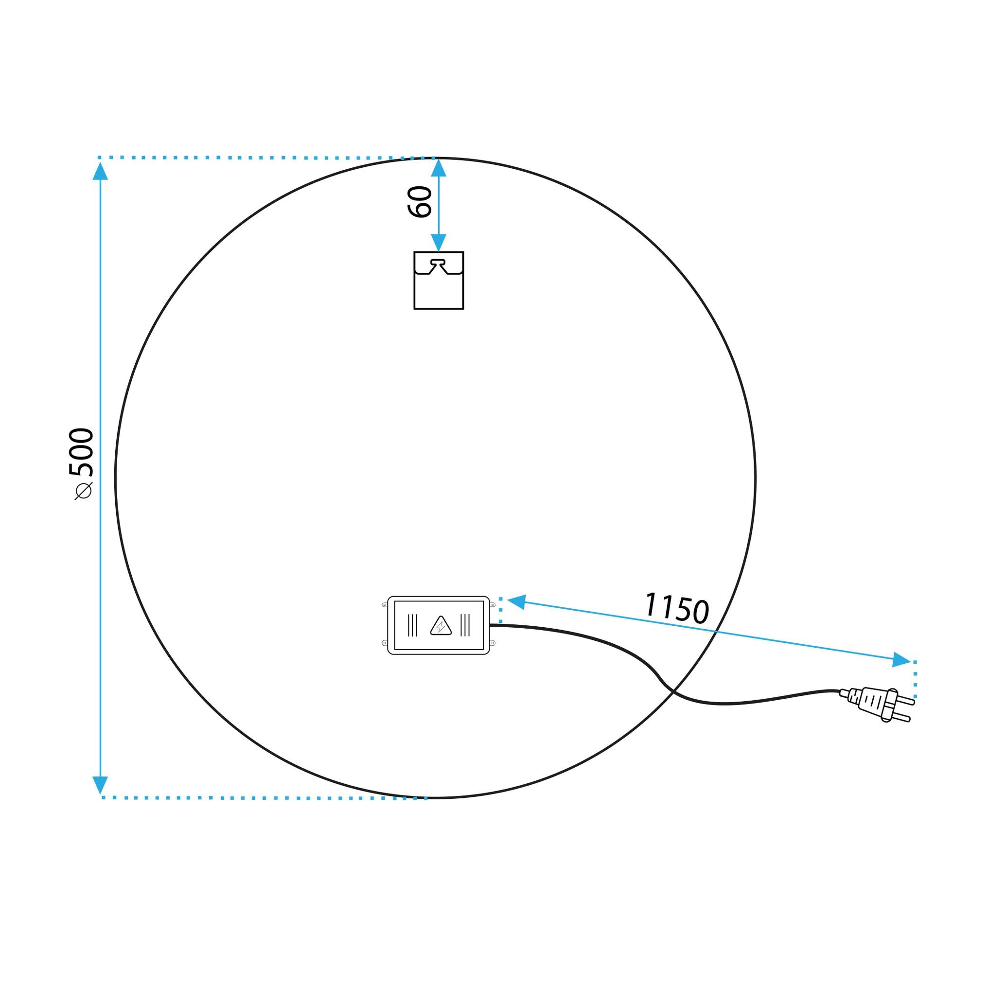 Lustro ścienne LED FFJ - 50 cm
