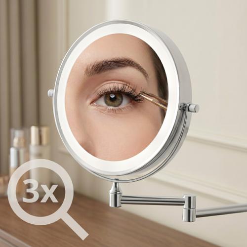 Lustro ścienne dwustronne kosmetyczne LED Glow - Chrom