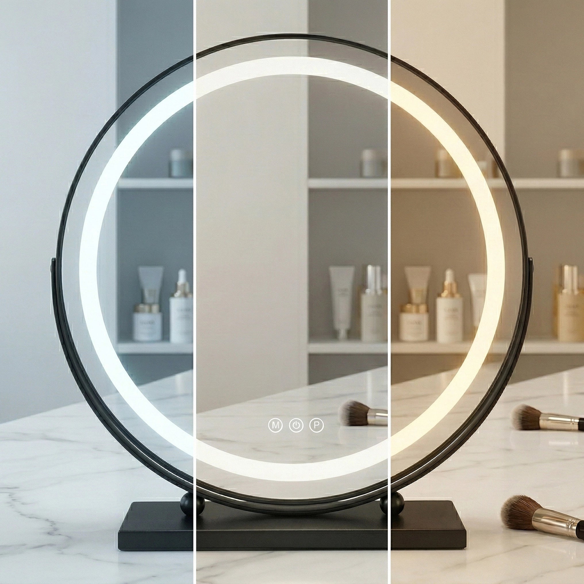 Lustro do make-upu LED - 40 cm Czarne