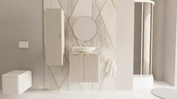 Szafka łazienkowa z drzwiami 60 cm Willy - Kaszmir/blat Orzech