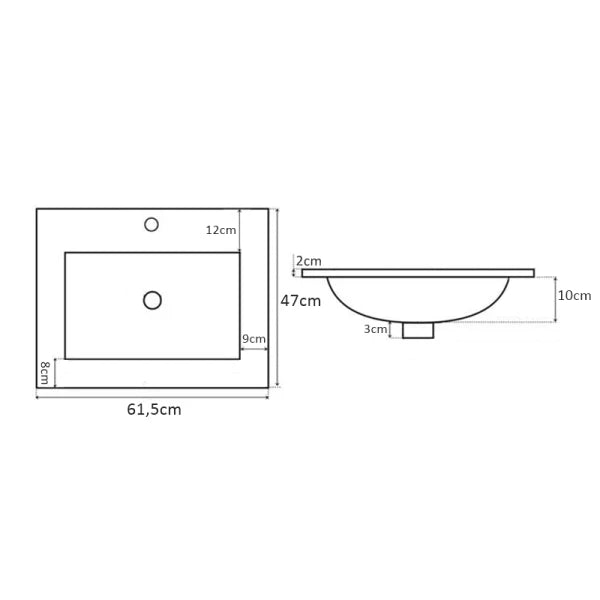 Szafka łazienkowa 60 cm z umywalką wpuszczaną Willy - Kaszmir / Orzech