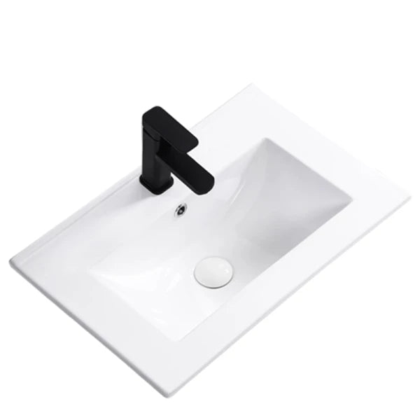 Szafka łazienkowa 60 cm z umywalką wpuszczaną Willy - Czarny/Orzech