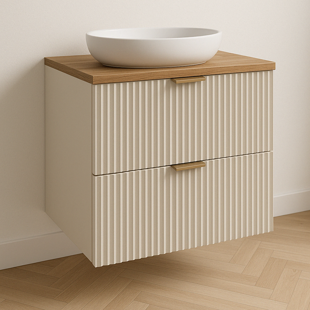 Szafka pod umywalkę nablatową 60 cm Willy - Kaszmir / blat Orzech