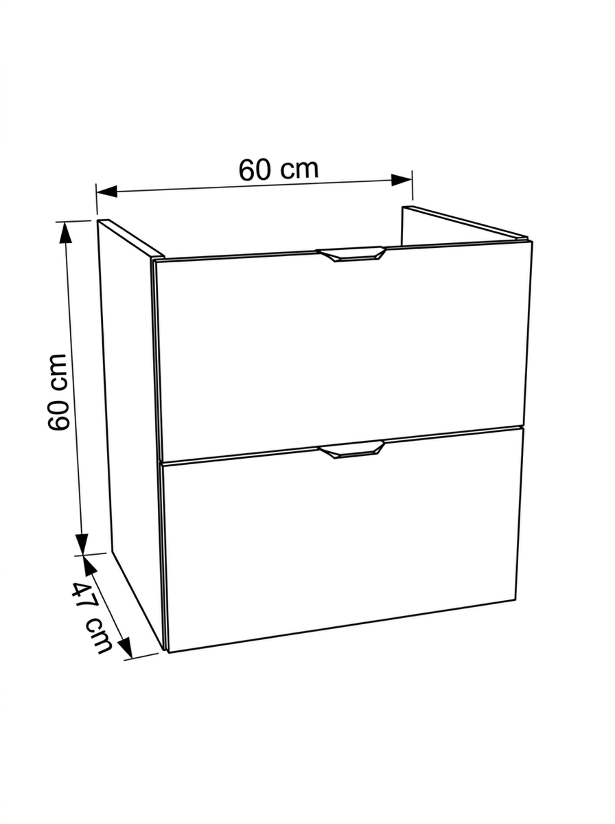 Szafka pod umywalkę, 2 szuflady 60 cm, bez blatu Orio – blat