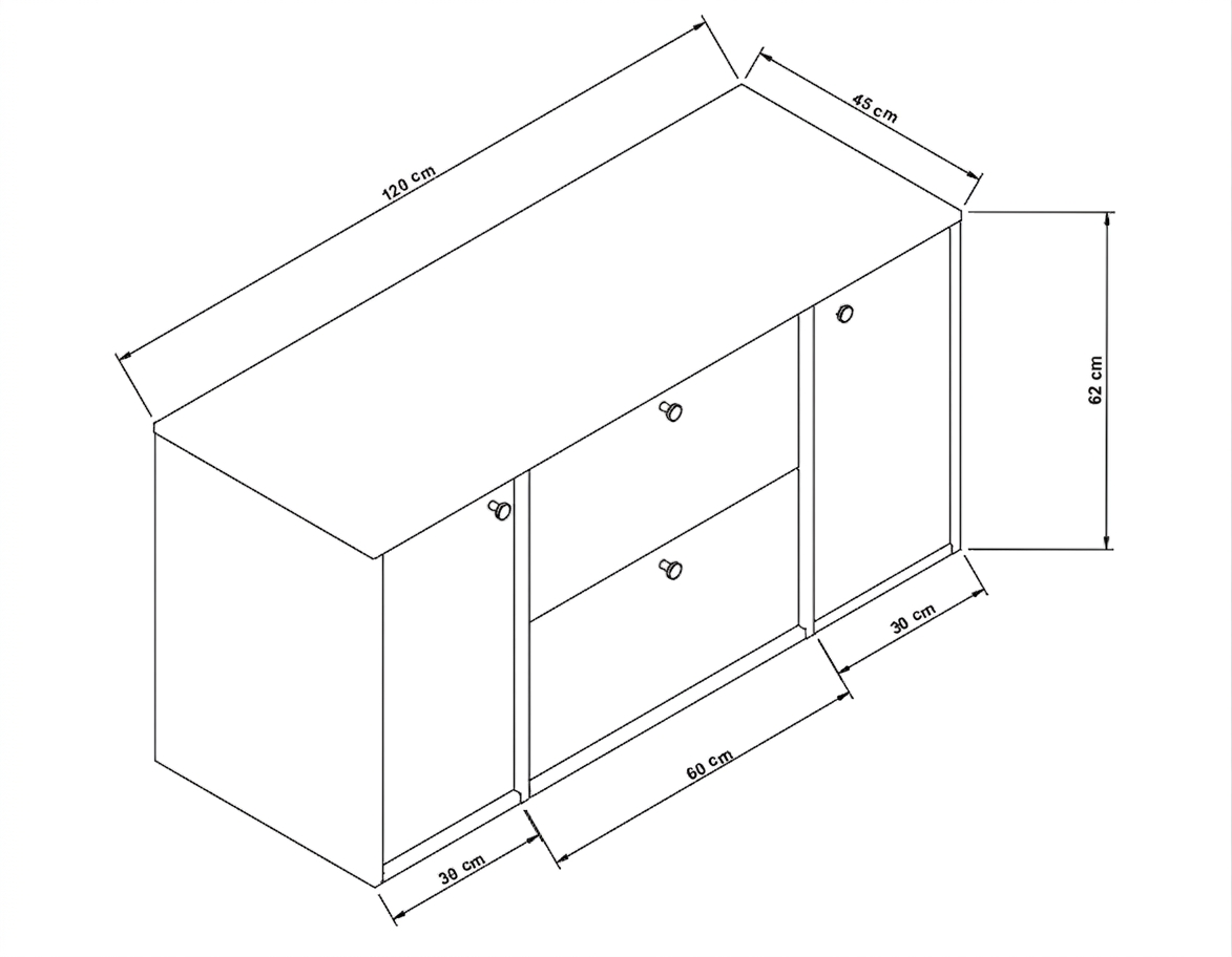 Szafka pod umywalkę z 2 drzwiami i 2 szufladami 120 cm Belino - Ciemny Orzech