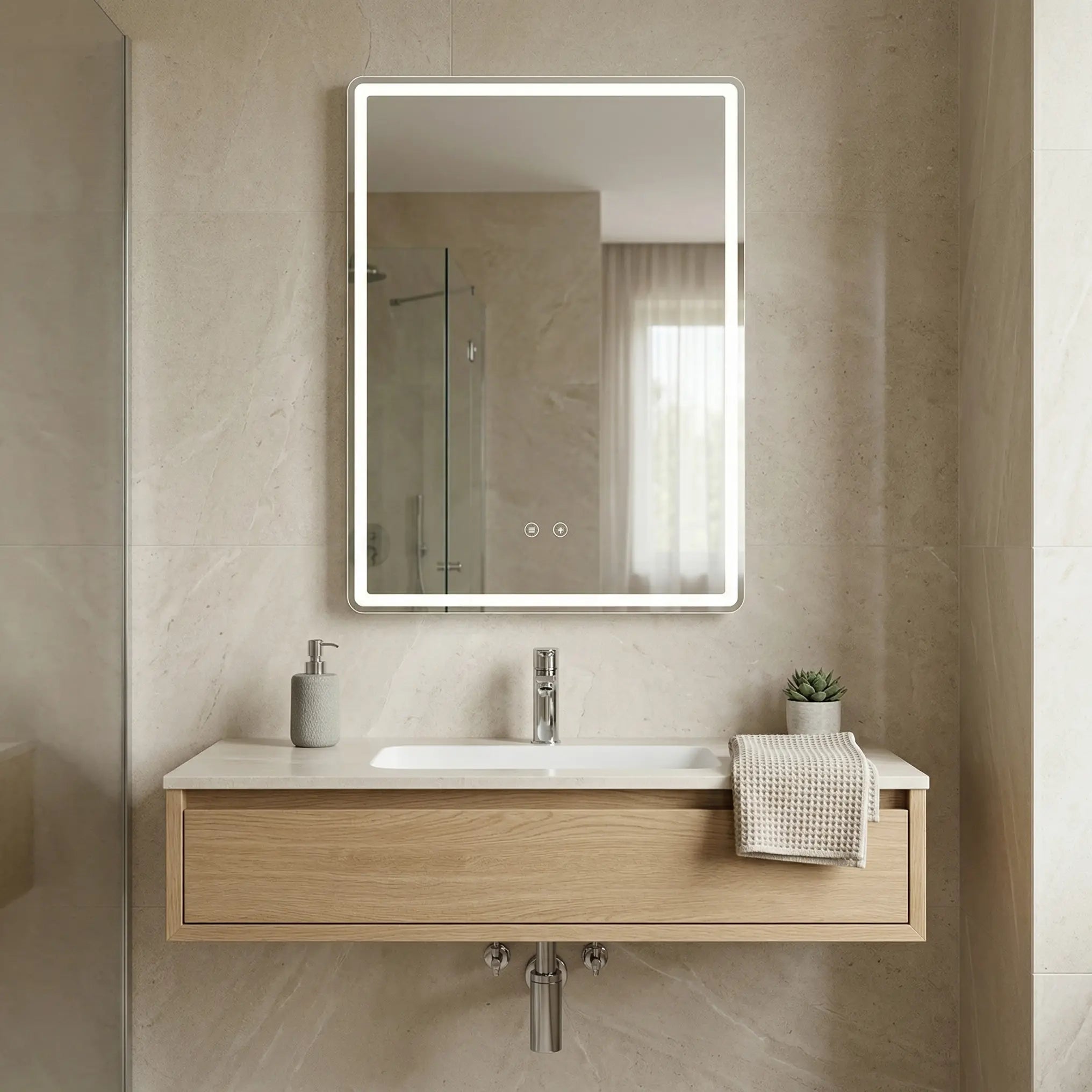 Lustro ścienne LED MARLO - 70x50 cm
