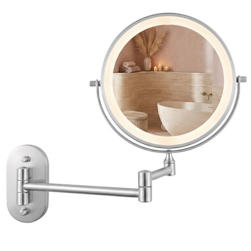 Lustro ścienne dwustronne kosmetyczne LED Glow - Chrom