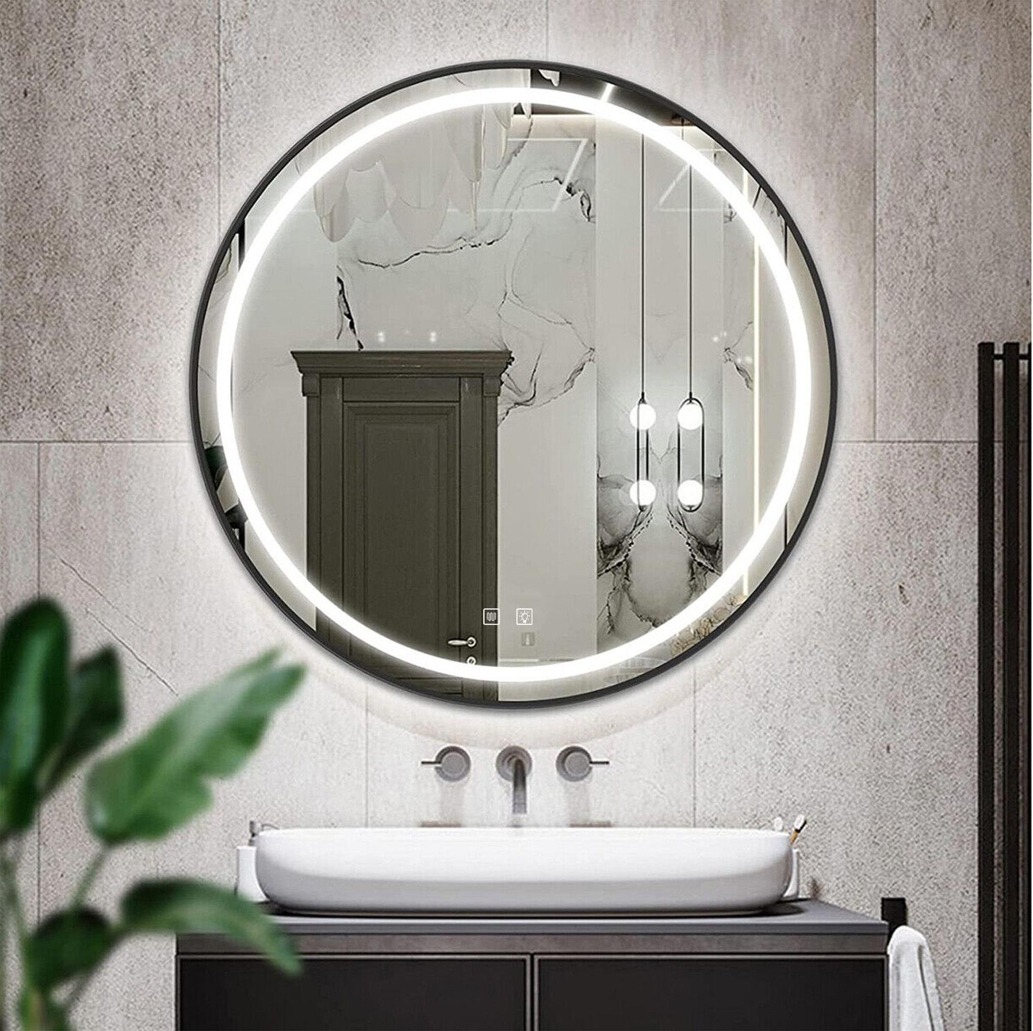 Lustro ścienne LED MMJ - 80 cm Czarny