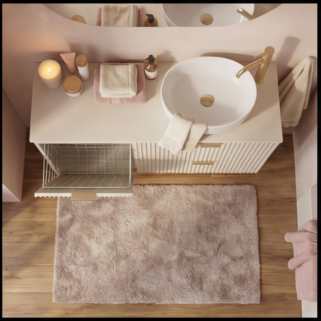 Szafka pod umywalkę z koszem na pranie 100 cm Willy - Kaszmir