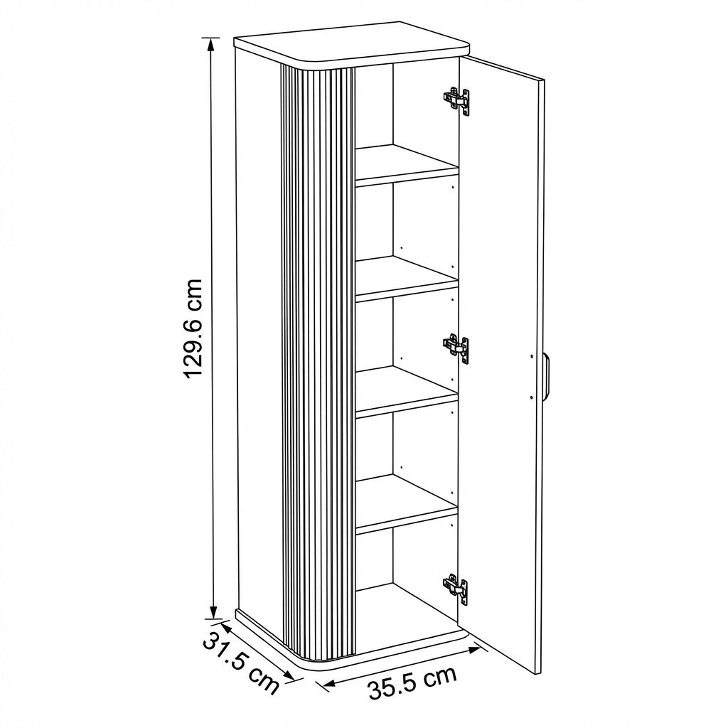 Słupek łazienkowy 130 cm zaoblony, półki Selvea - Kaszmir