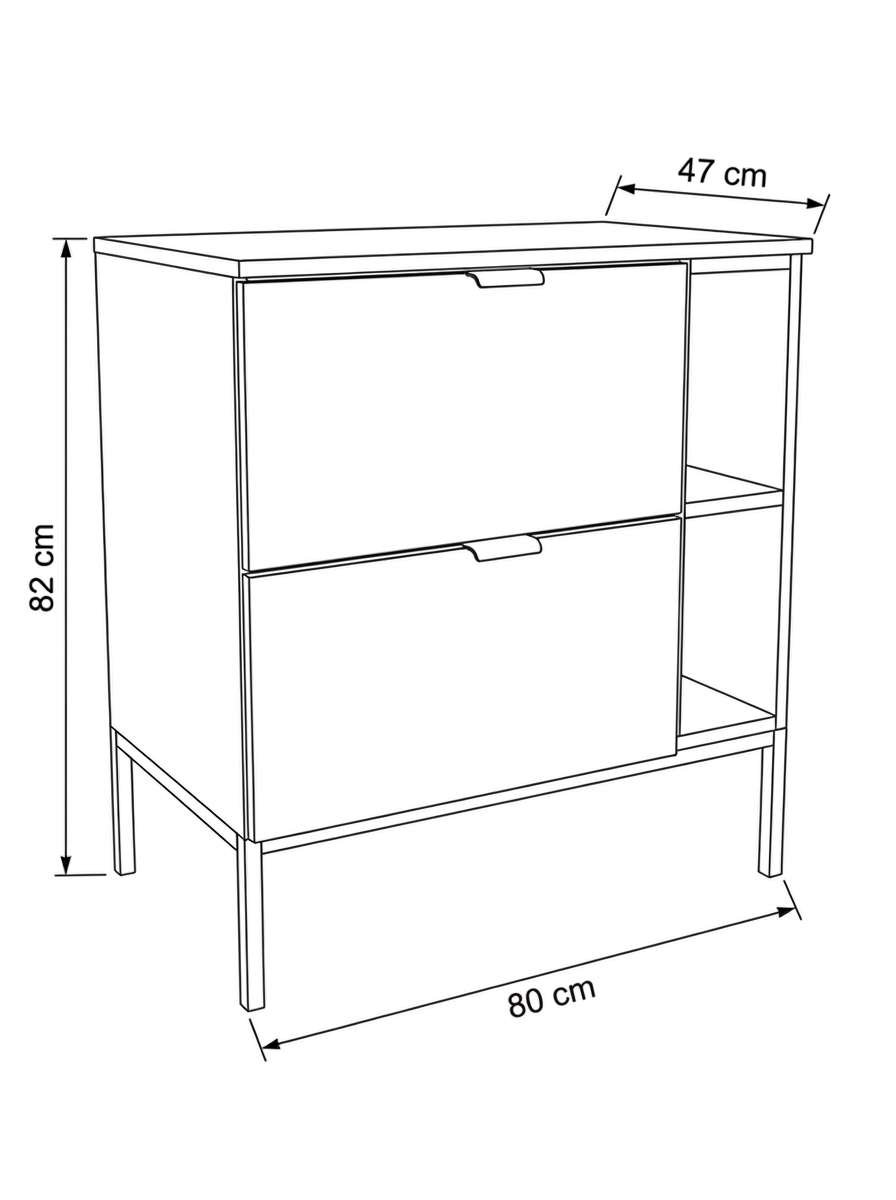 Szafka pod umywalkę na stelażu 80 cm z regałem Orio - Kaszmir/Dąb artisan