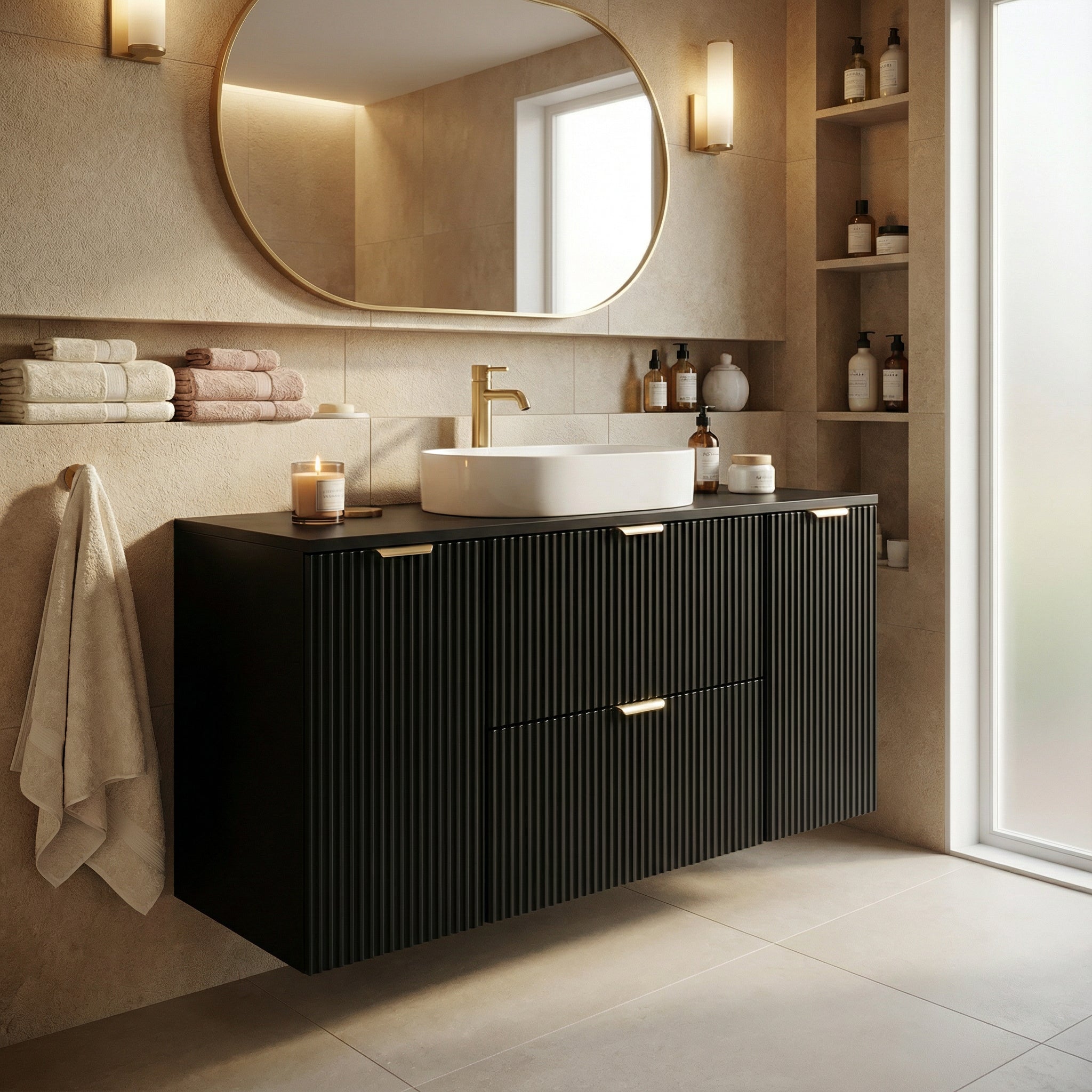 Szafka pod umywalkę z 2 drzwiami i 2 szufladami 120 cm Willy - Czarny